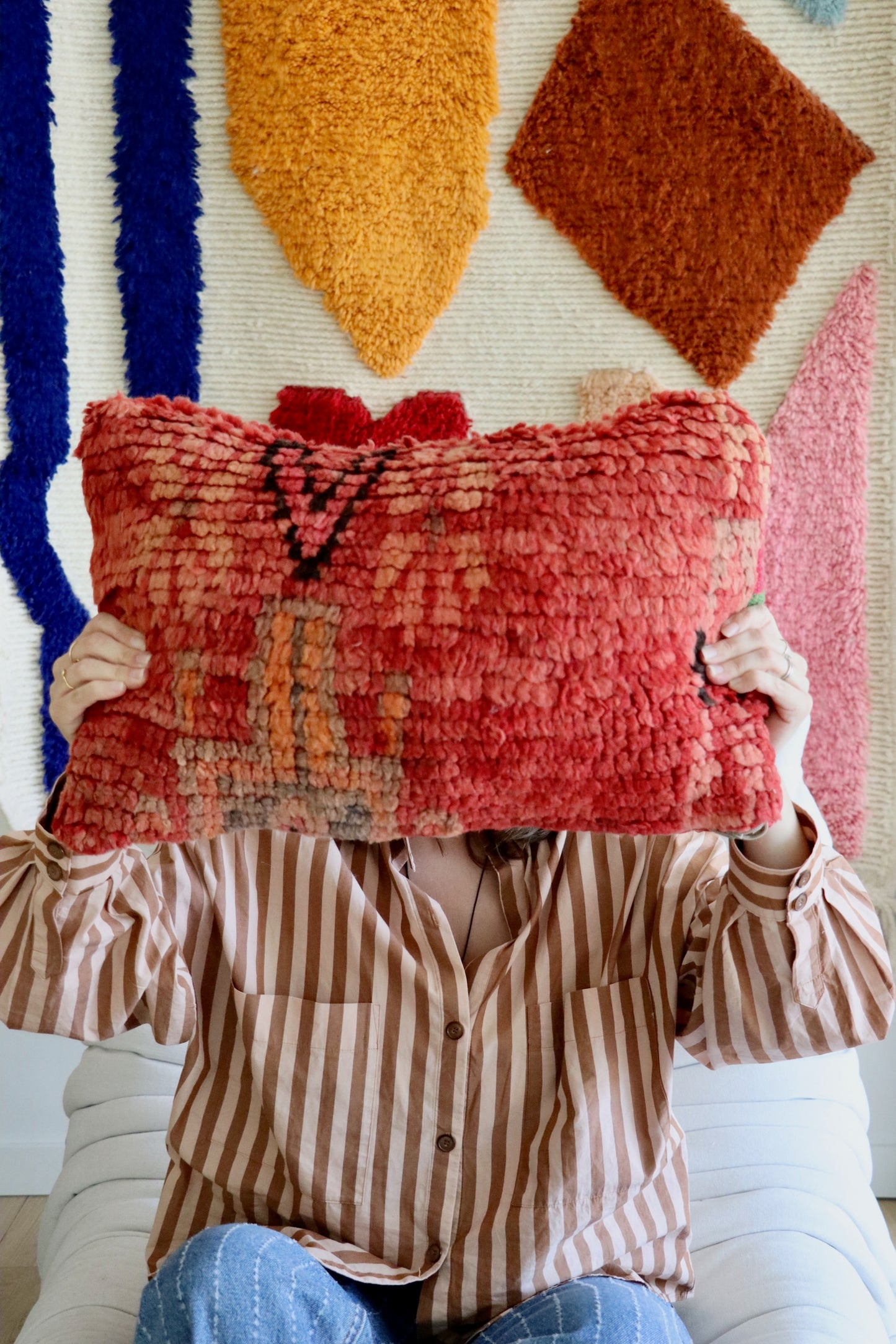 Moroccan Wool Cushion red - 50x30cm