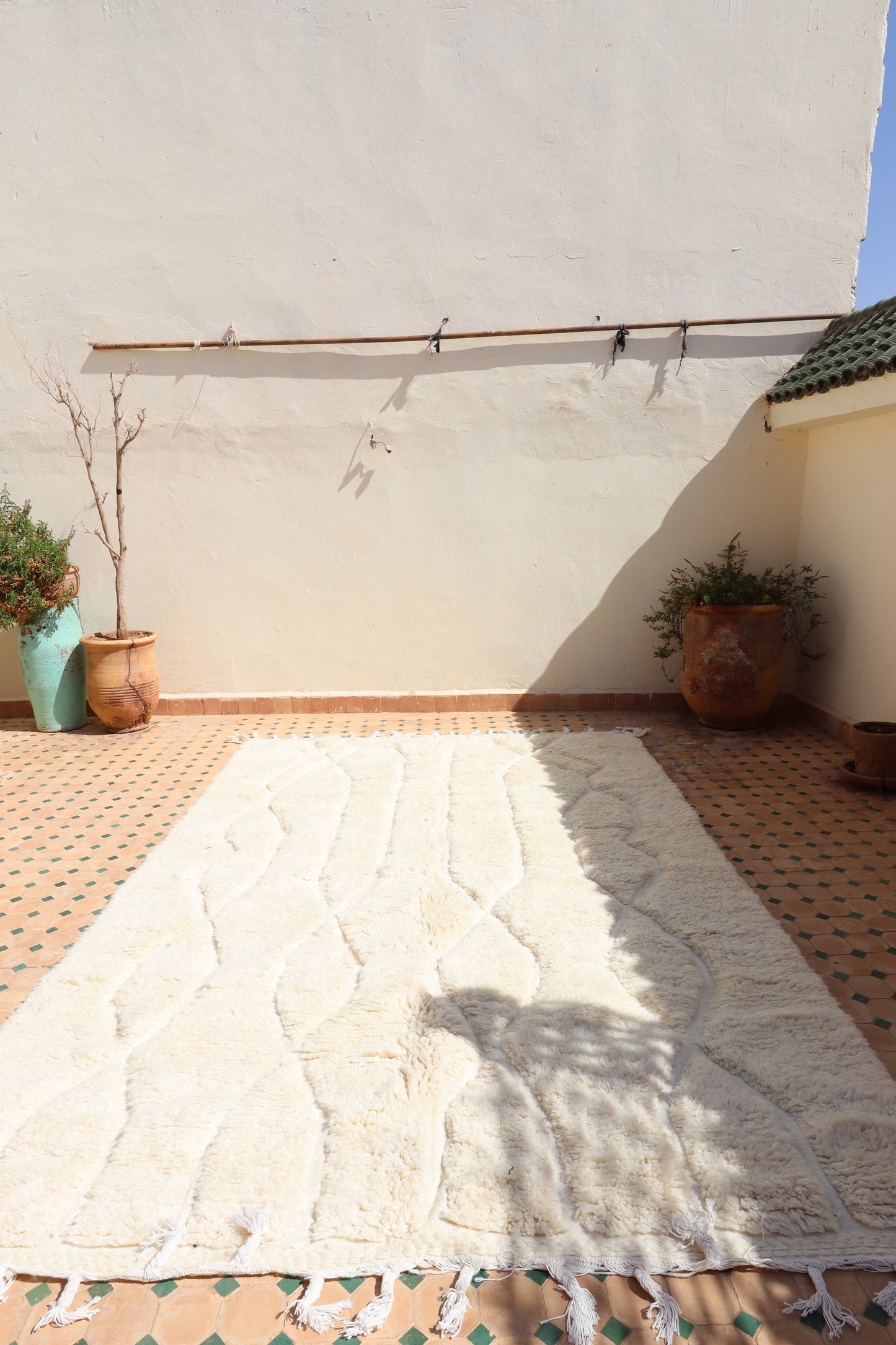 White Berber Wool Rug (360) 300x200cm