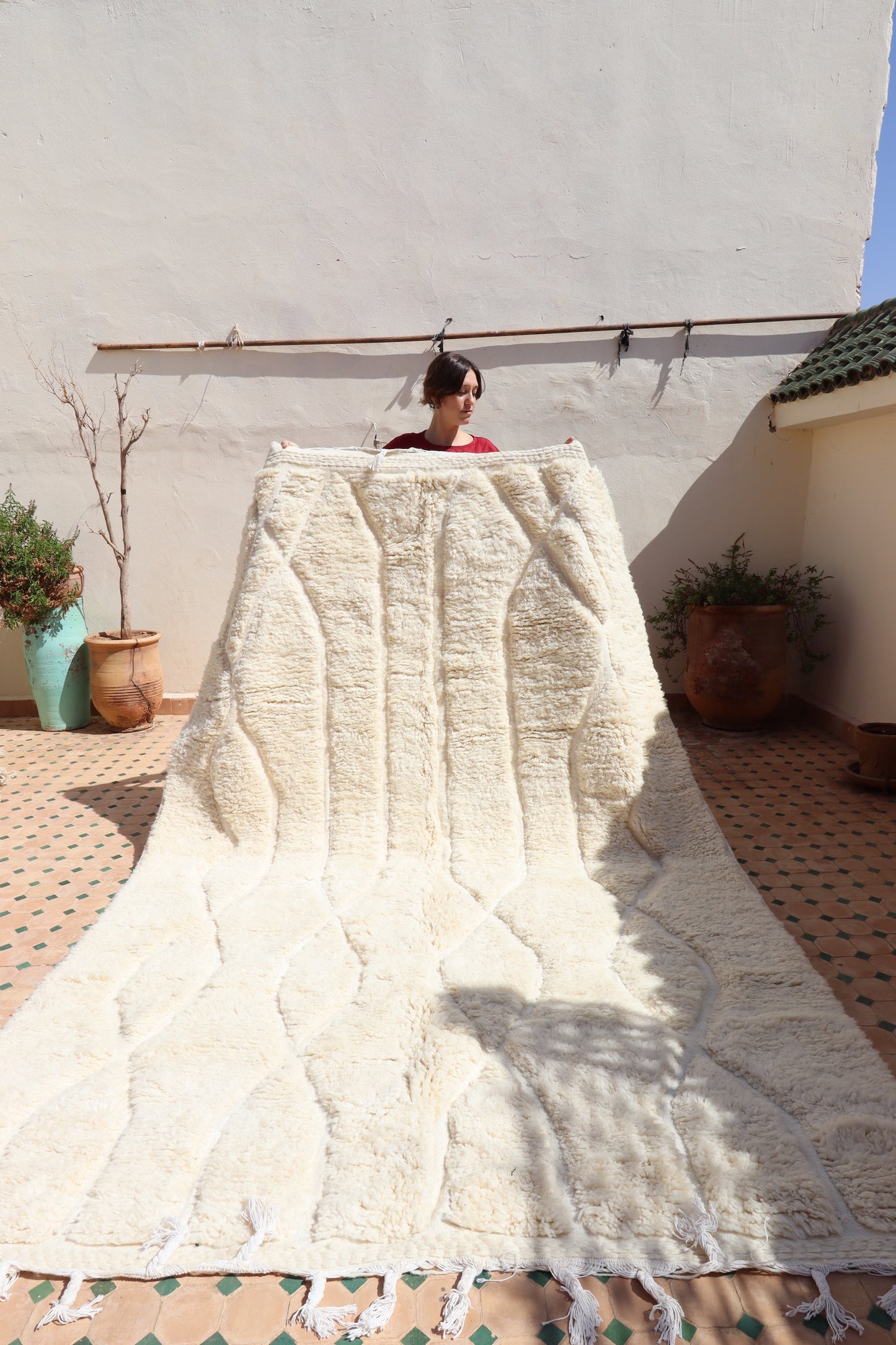 White Berber Wool Rug (360) 300x200cm