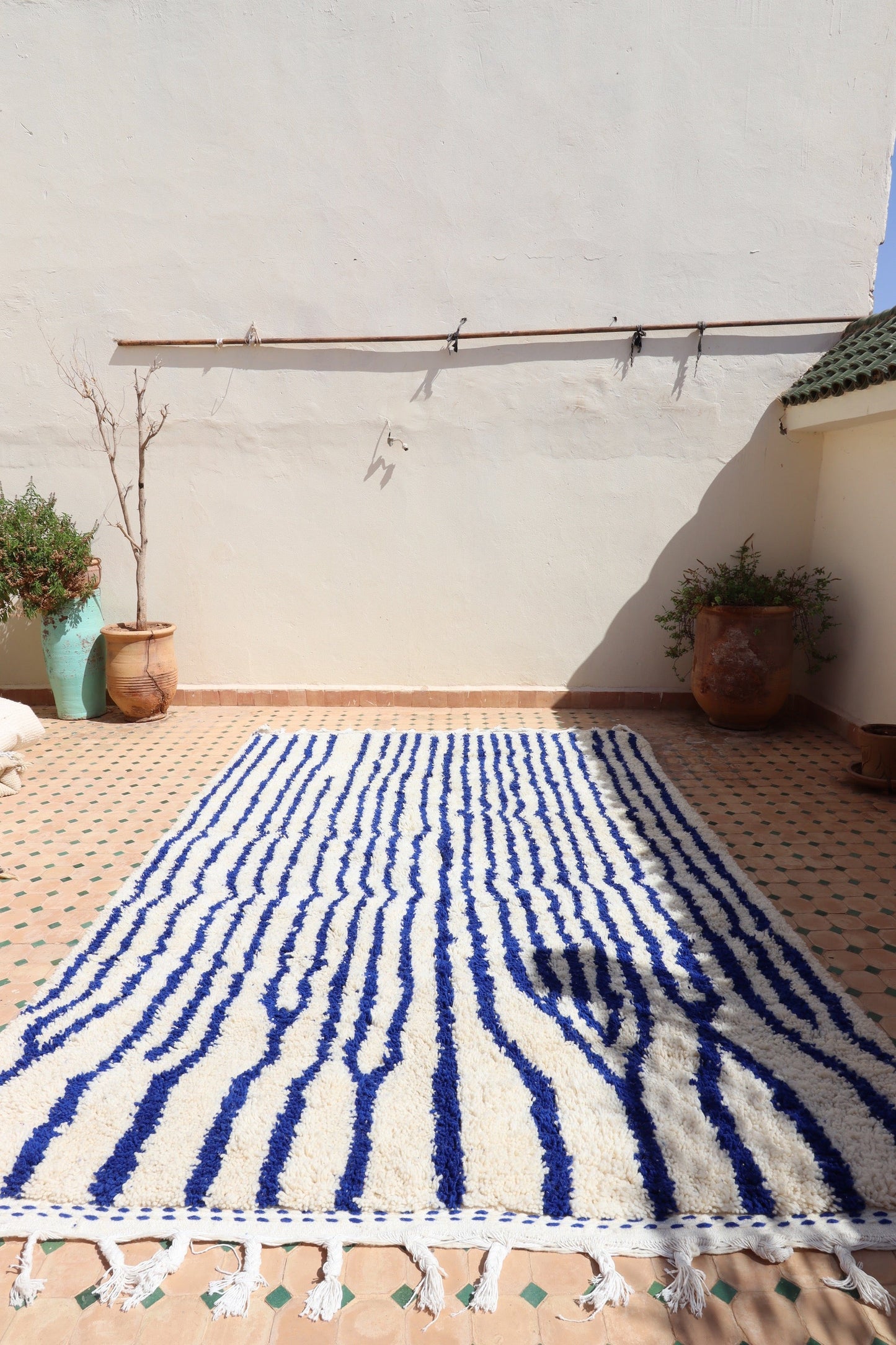 White and Blue Berber Wool Rug made to order (8) - DEPOSIT