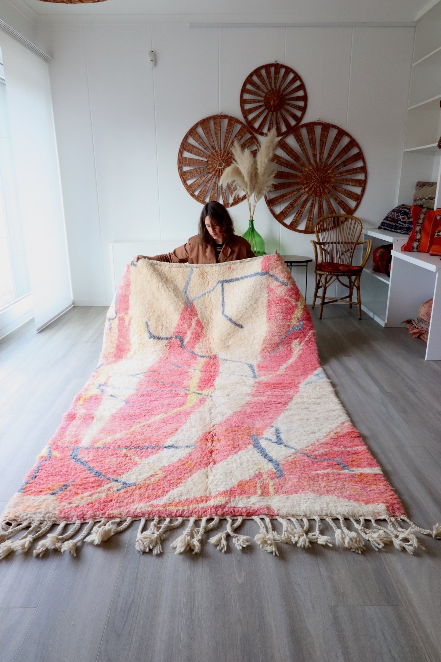 Beni Ouarain Moroccan Colorful Rug (385) 245x150cm - Pamplemousse