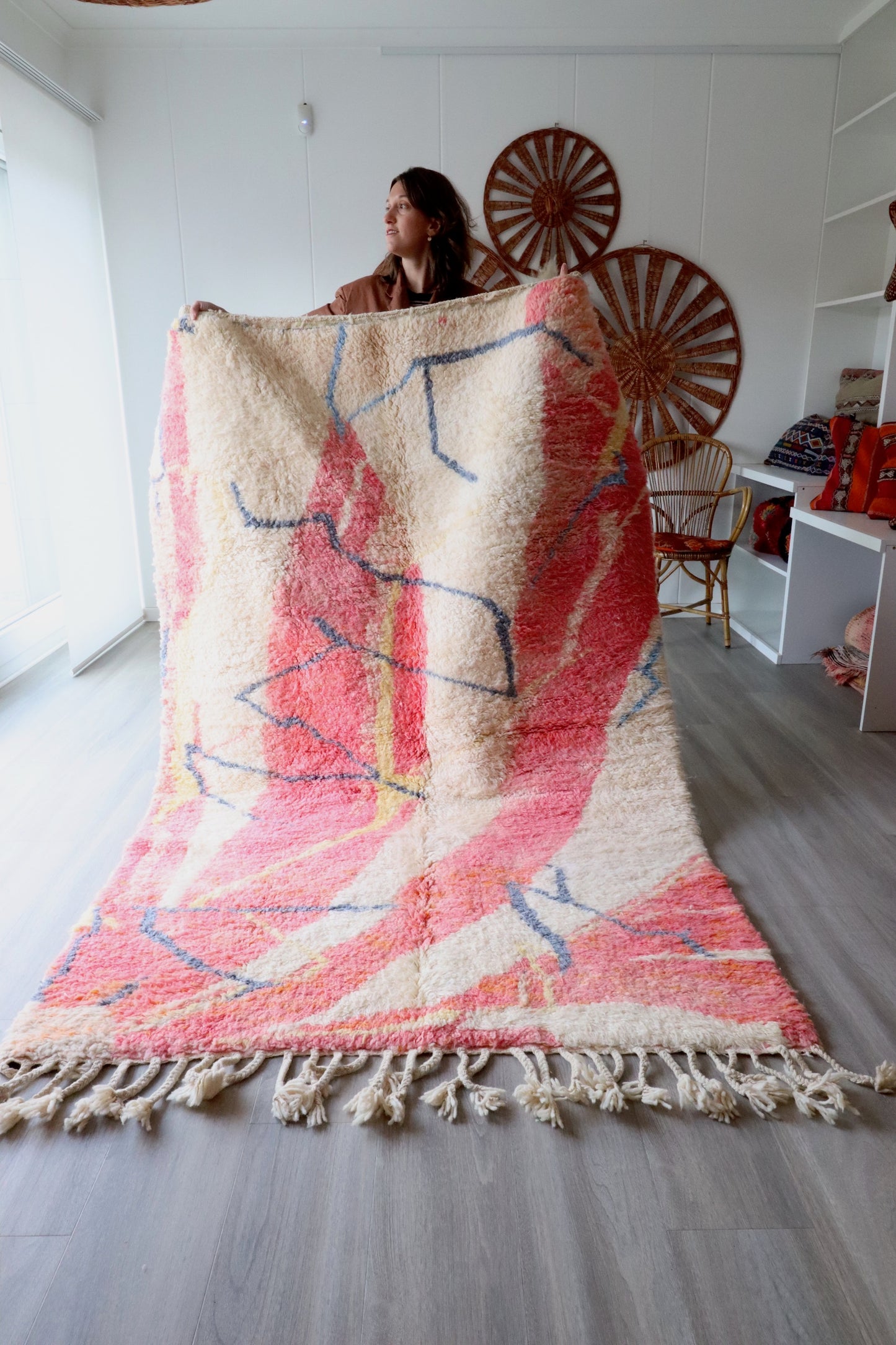 Beni Ouarain Moroccan Colorful Rug (385) 245x150cm - Pamplemousse