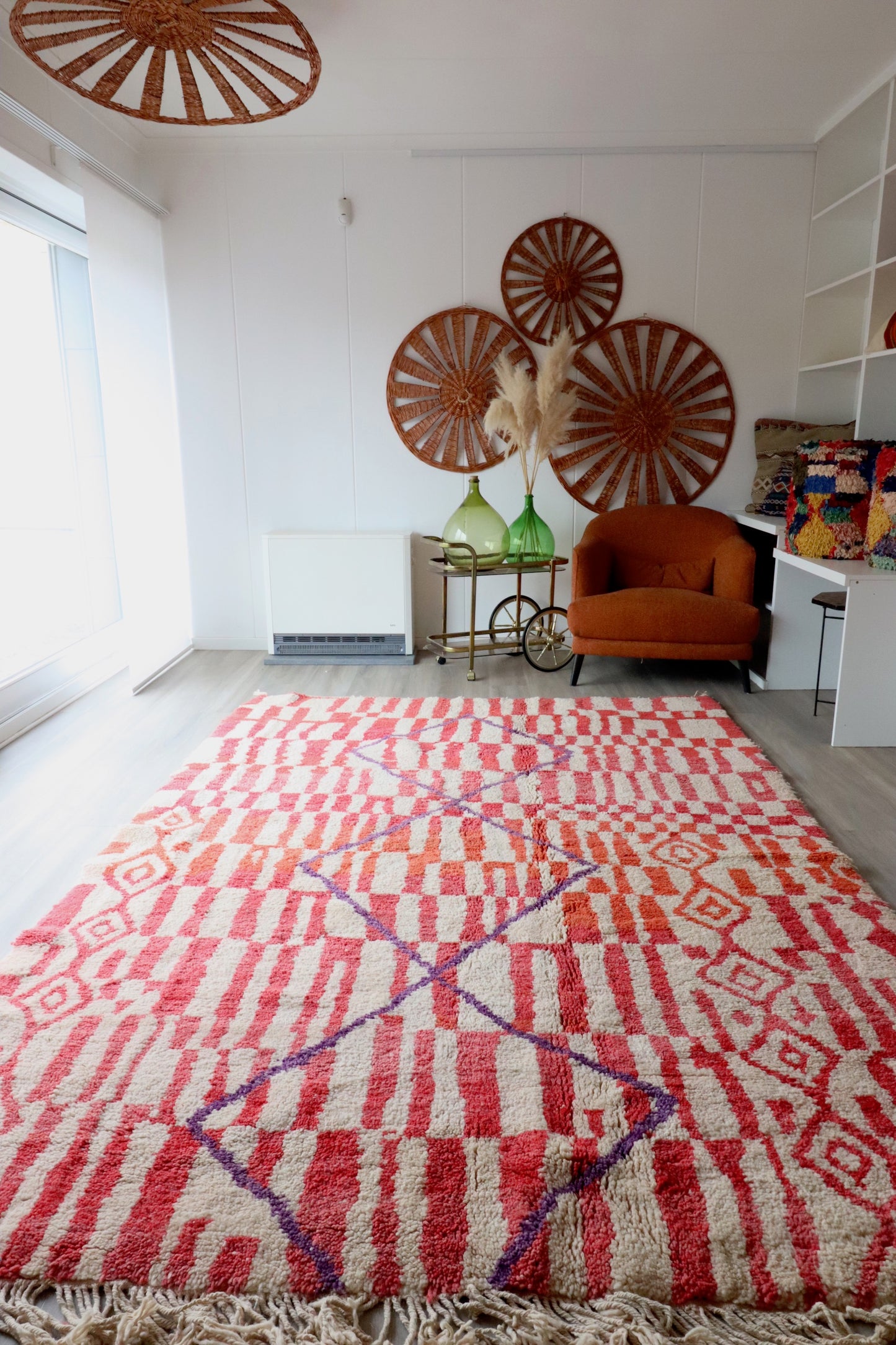 Beni Ouarain Moroccan Colorful Rug (405) 303x210cm - Red earth