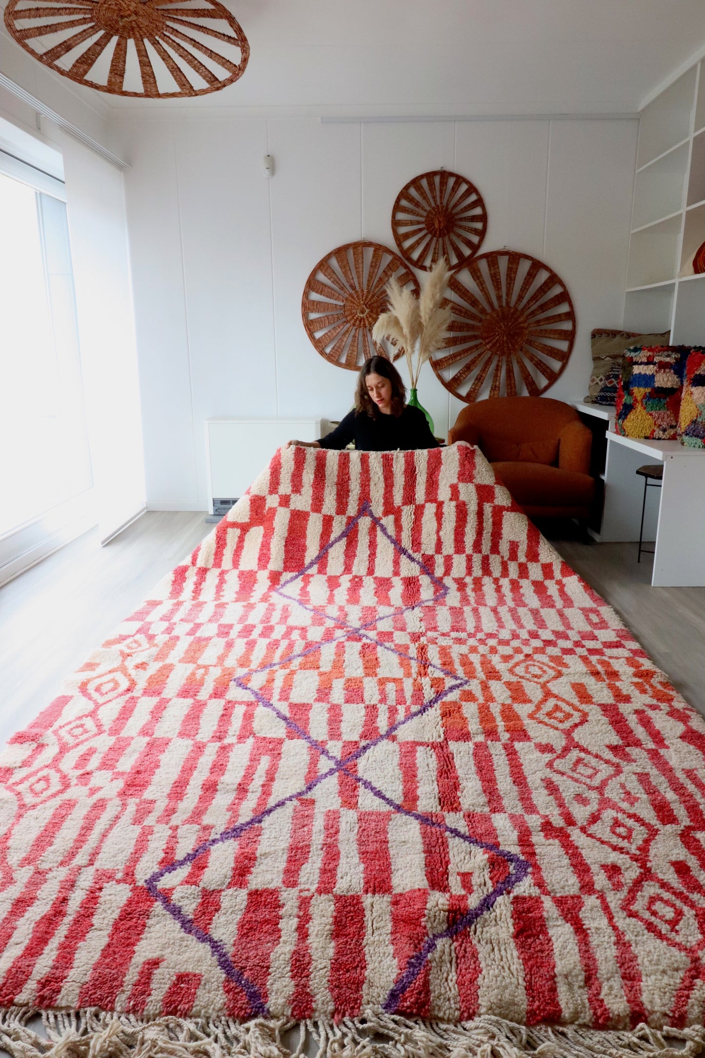 Beni Ouarain Moroccan Colorful Rug (405) 303x210cm - Red earth