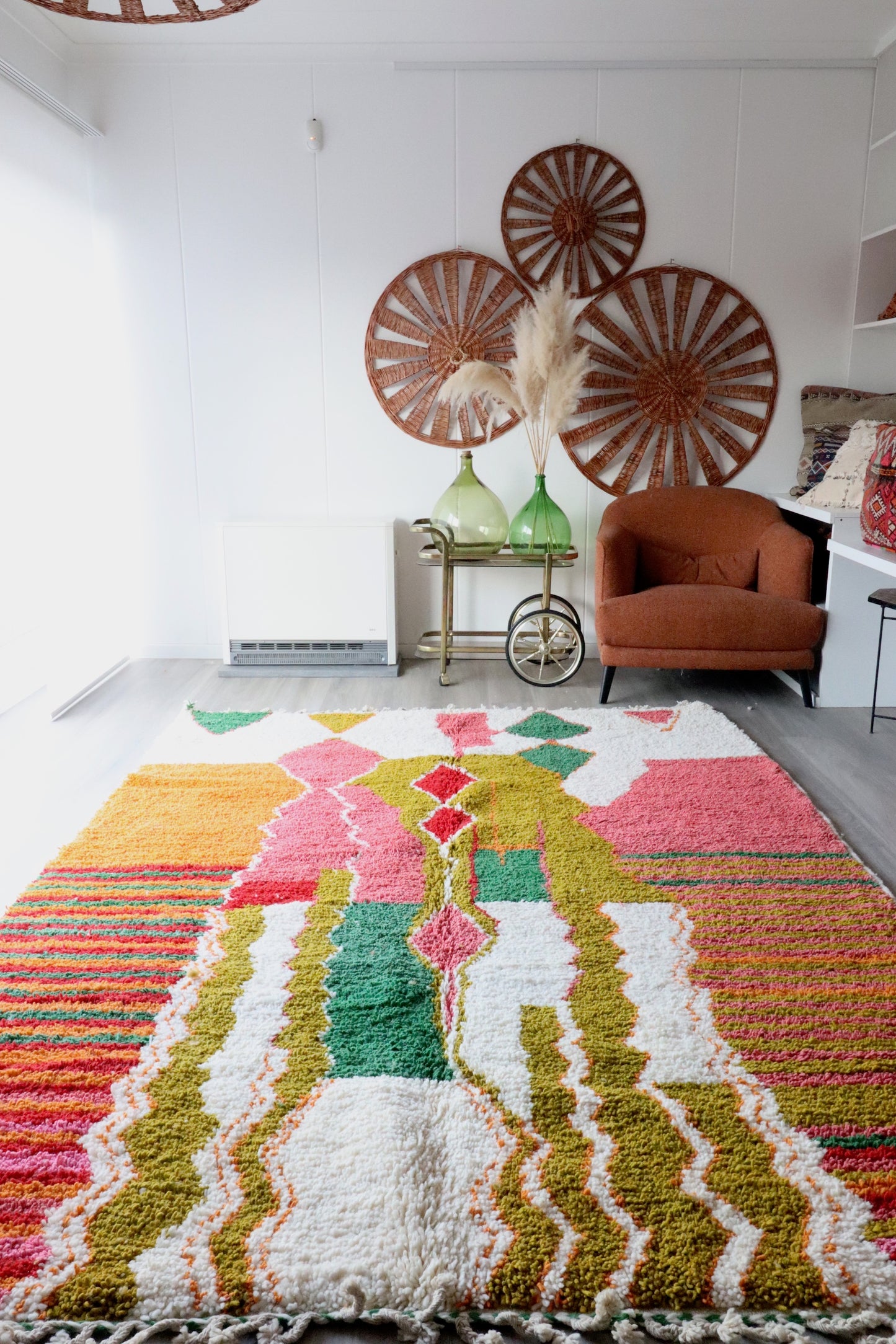 Beni Ouarain Moroccan Colorful Rug (410) 280x214cm - Olive