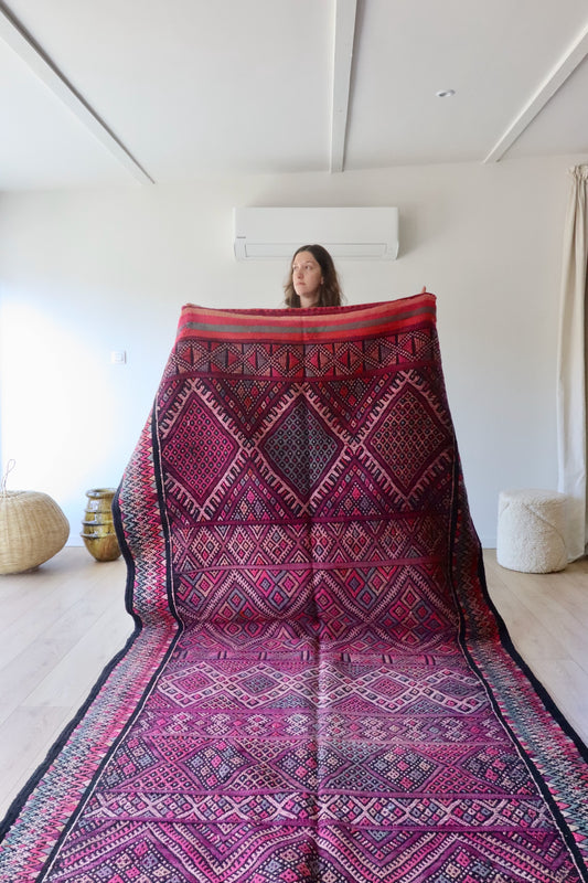 Vintage Berber Kilim-kleed (842) 382x167cm