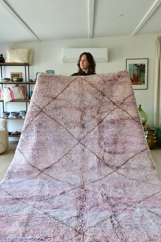 Beni Ouarain Marokkaans kleurrijk vloerkleed (910) 295x212cm - Purple heart