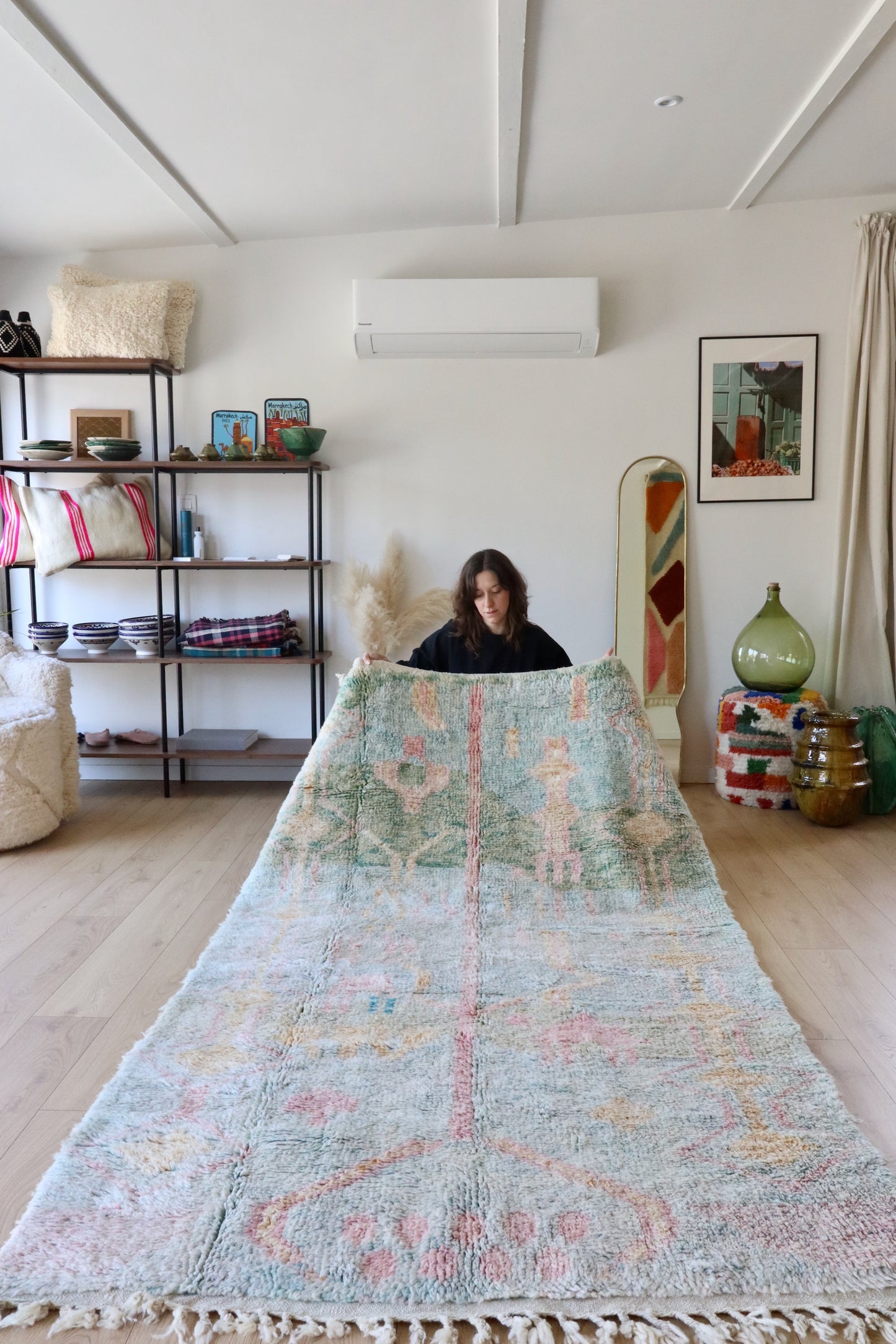 Beni Ouarain Moroccan Colorful Rug (899) 248x148cm - Sage