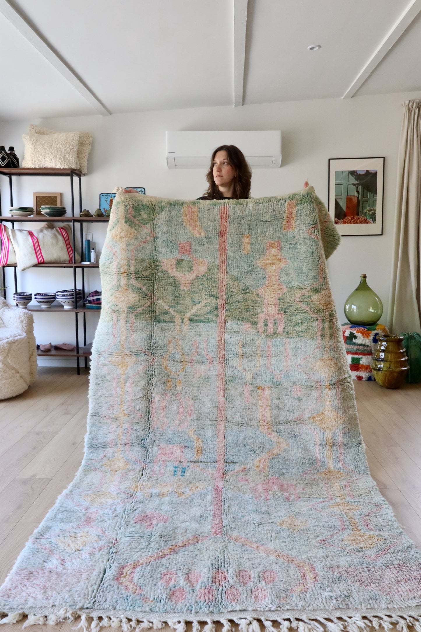 Beni Ouarain Moroccan Colorful Rug (899) 248x148cm - Sage