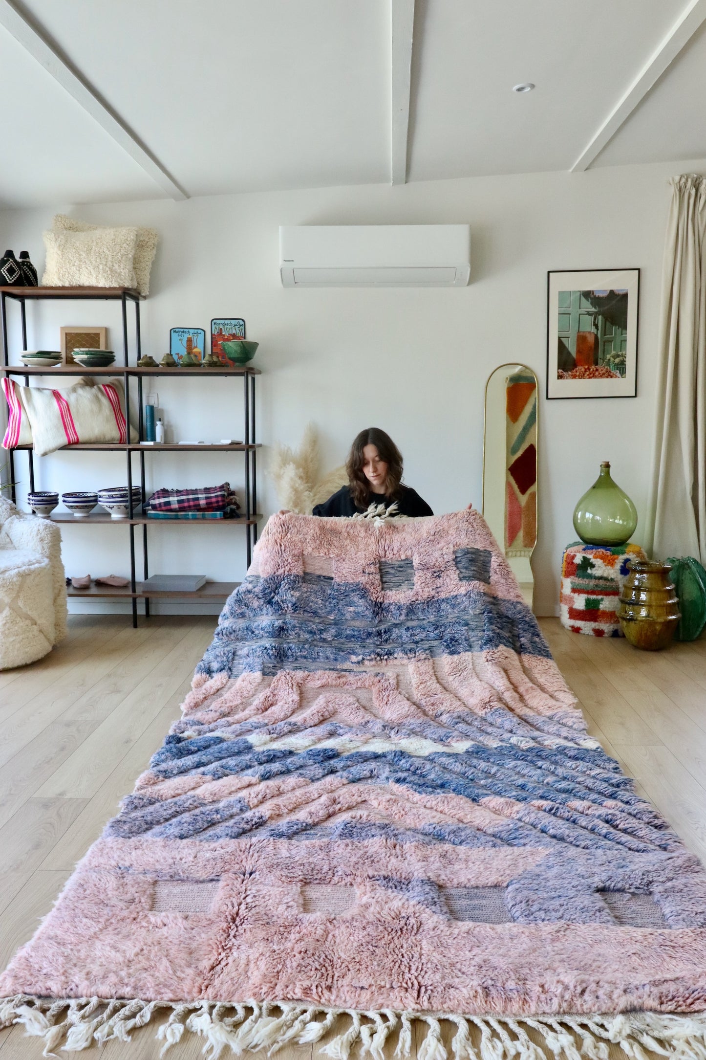 Beni Ouarain Moroccan Colorful Rug (897) 242x156cm - Swiftie