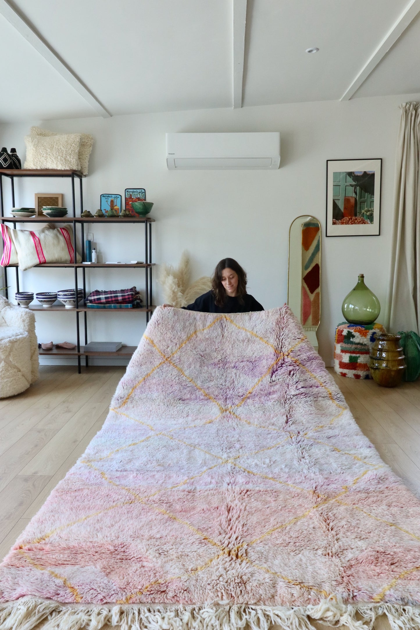 Beni Ouarain Moroccan Colorful Rug (895) 254x160cm - Lilac