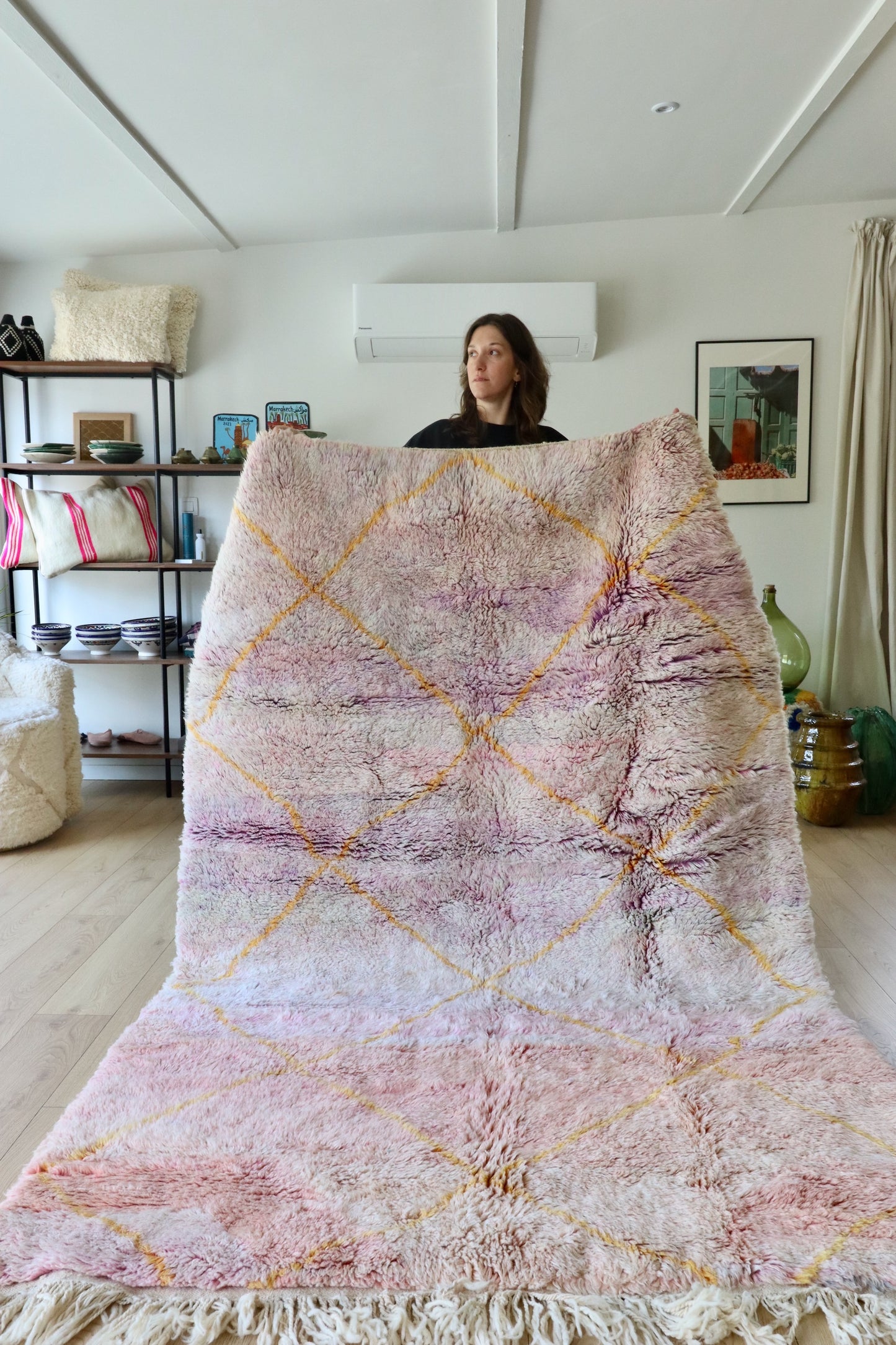 Beni Ouarain Moroccan Colorful Rug (895) 254x160cm - Lilac