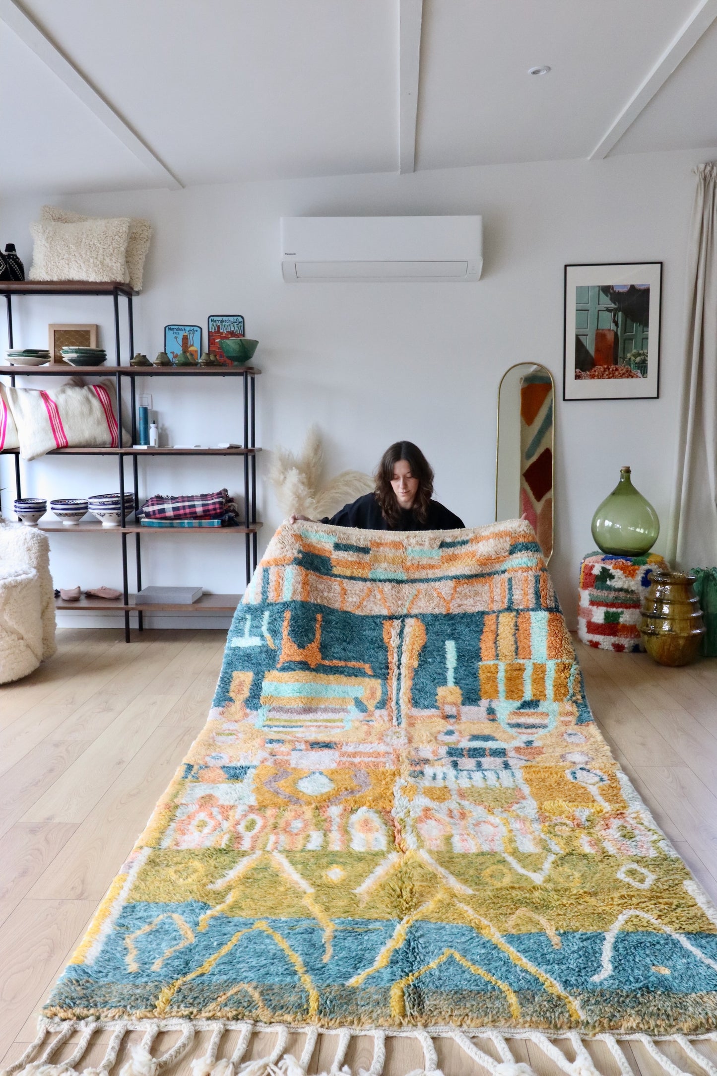 Beni Ouarain Moroccan Colorful Rug (893) 254x154cm - The Hague