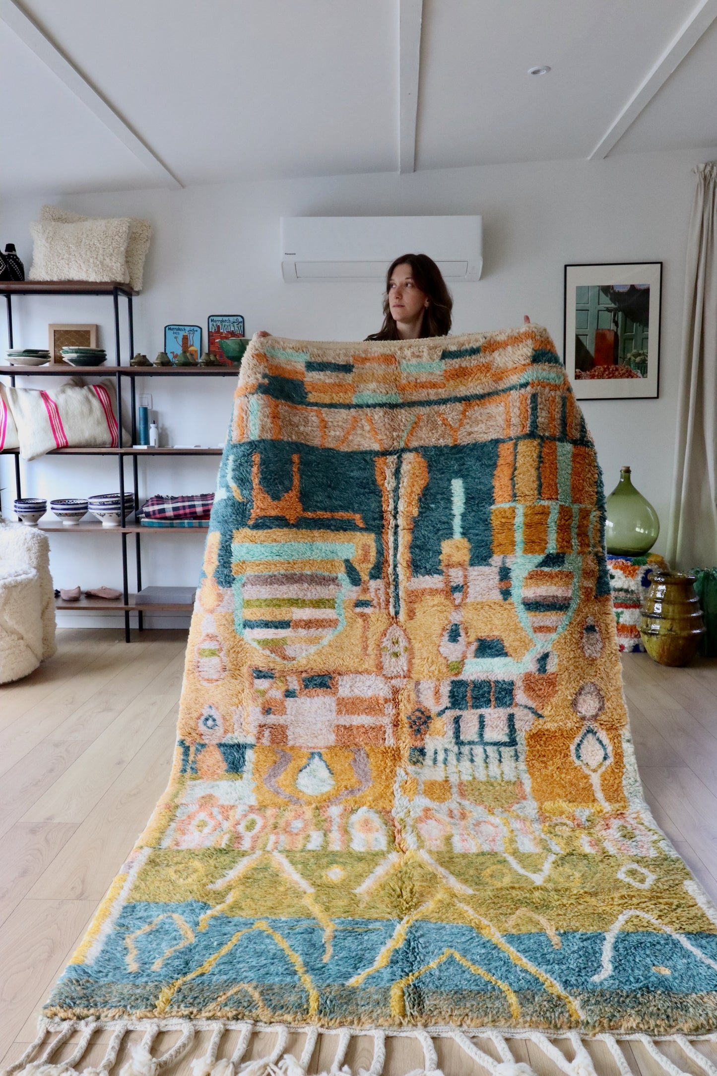 Beni Ouarain Moroccan Colorful Rug (893) 254x154cm - The Hague