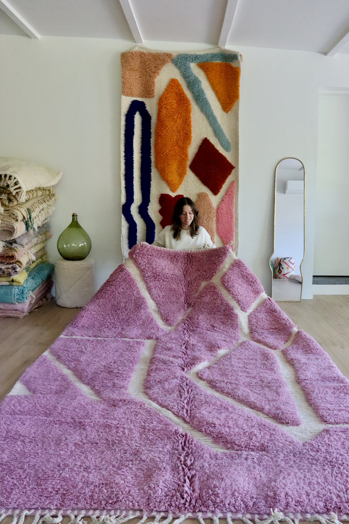 Beni Ouarain Moroccan Colorful Rug (916) 284x195cm - Flora