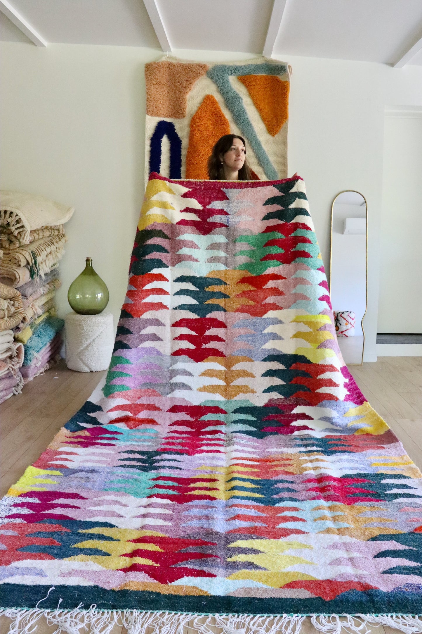 Moroccan Boucherouite Kilim Colorful Rug (913) 300x188cm - Evening on the terrasse