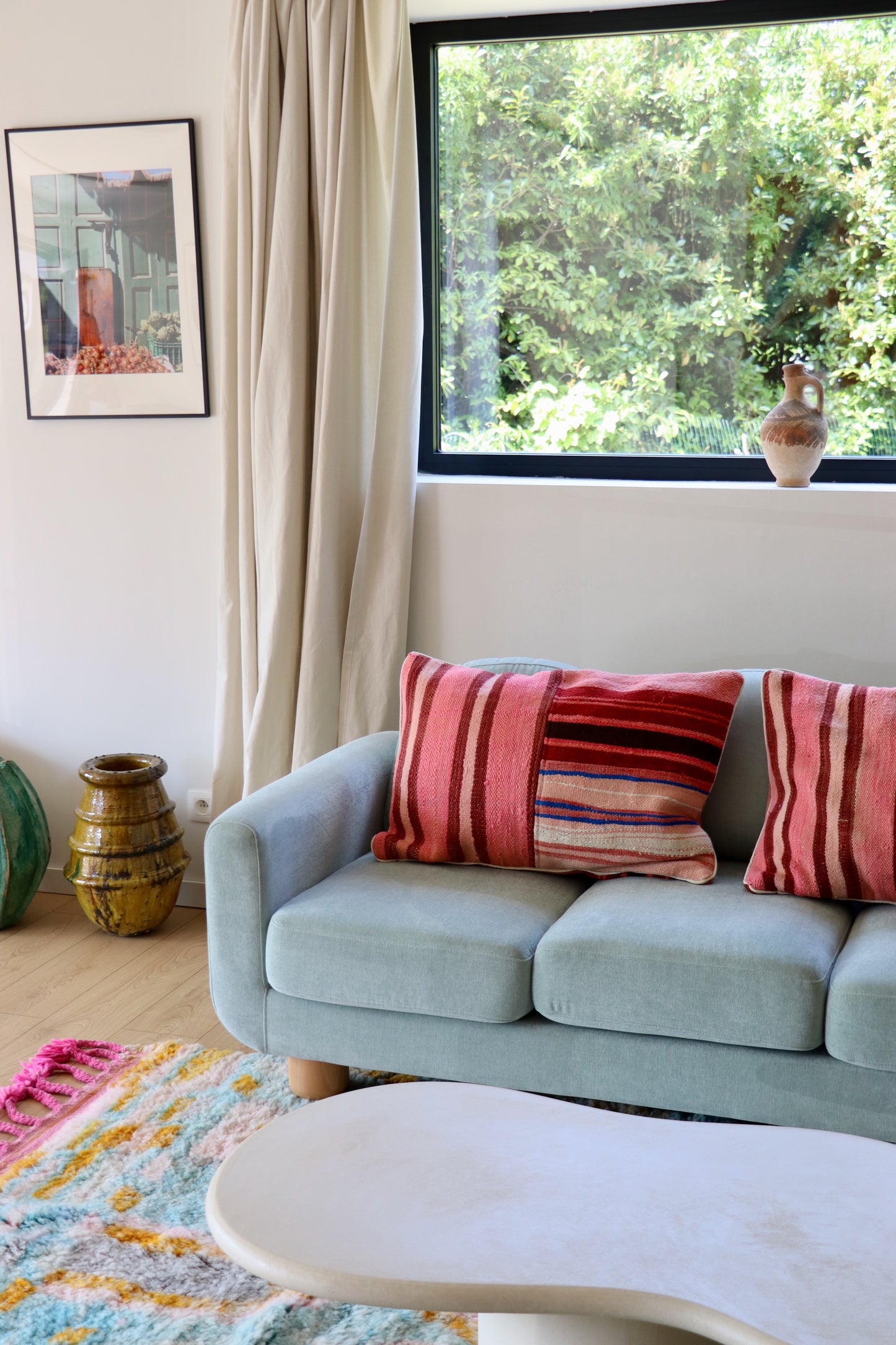 Pink Moroccan Wool Cushion - 75x50cm
