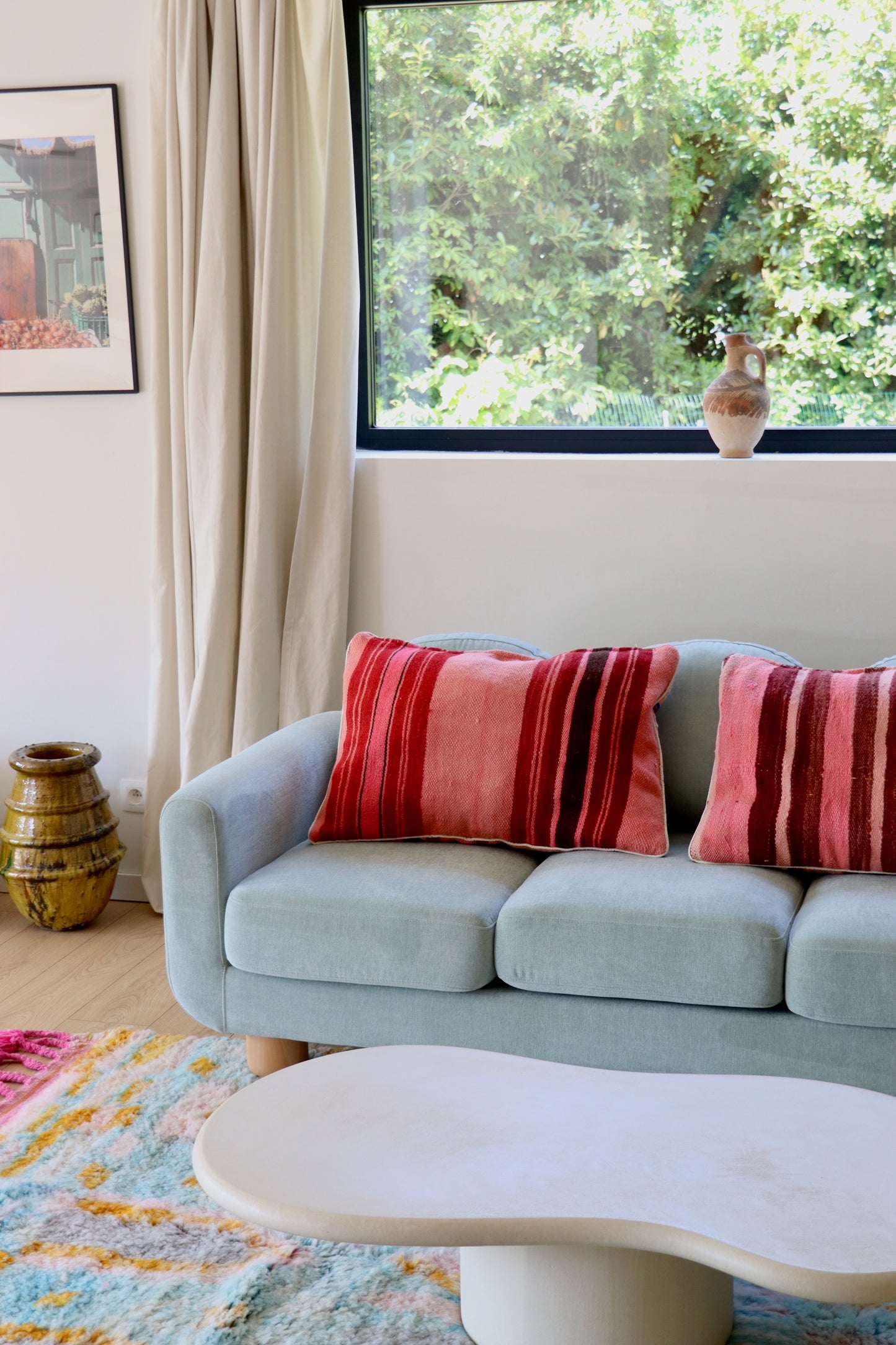 Pink Moroccan Wool Cushion - 75x50cm