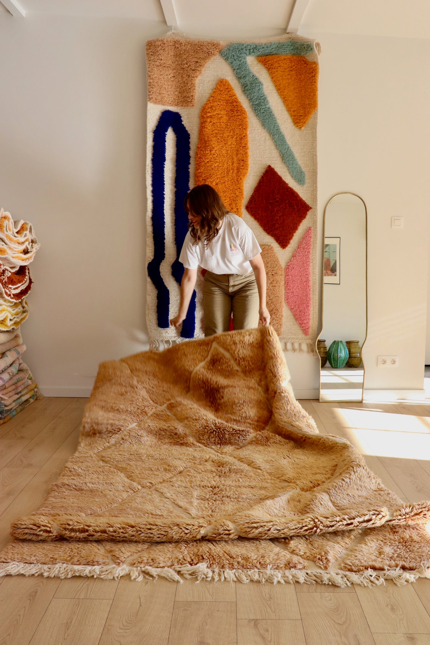 Tapis Beni Ouarain coloré (944) 244x164cm - Coconut