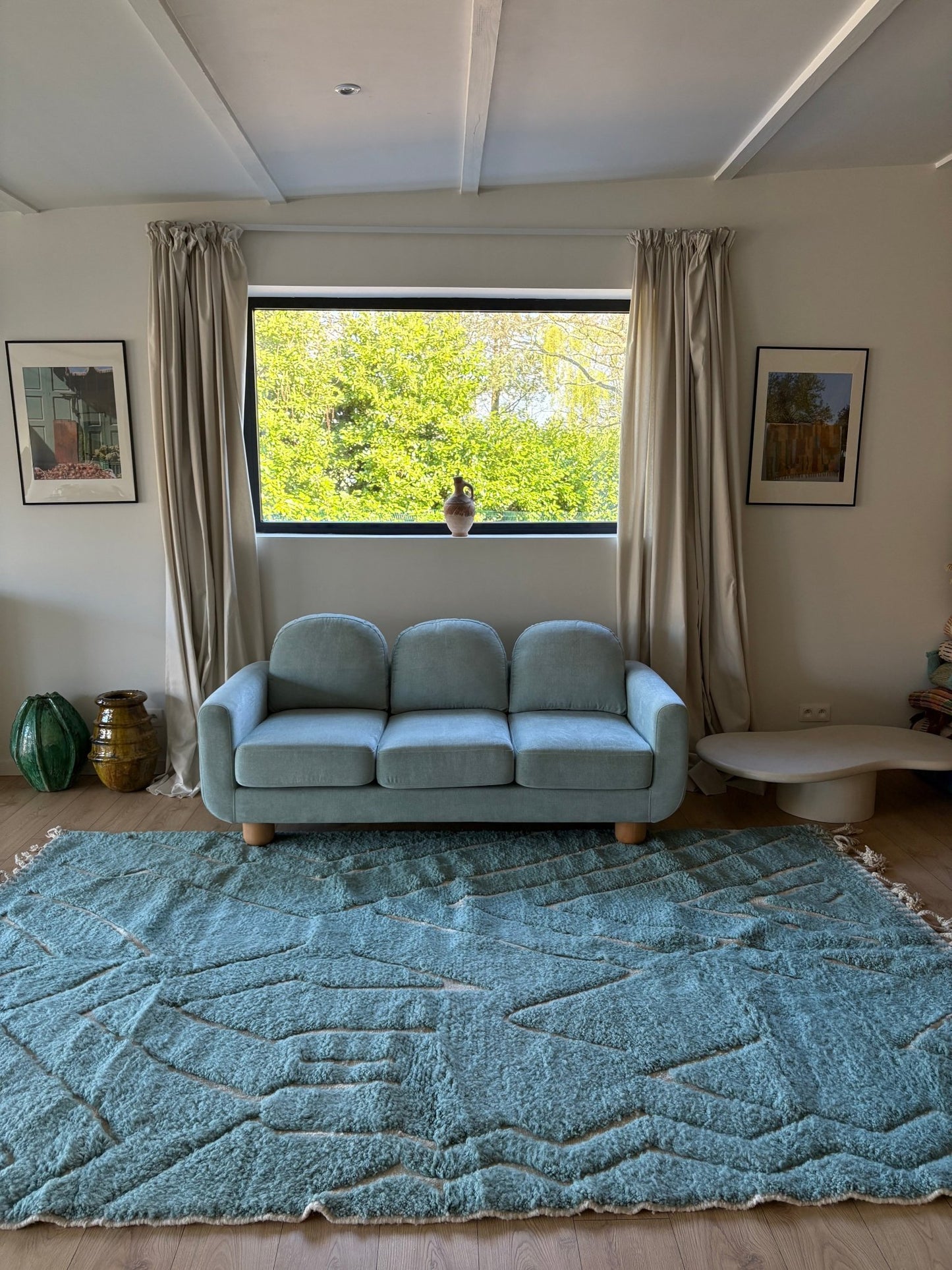 Beni Ouarain Moroccan Colorful Rug (806) 310x201cm - Baby Blue - Tree of Colors