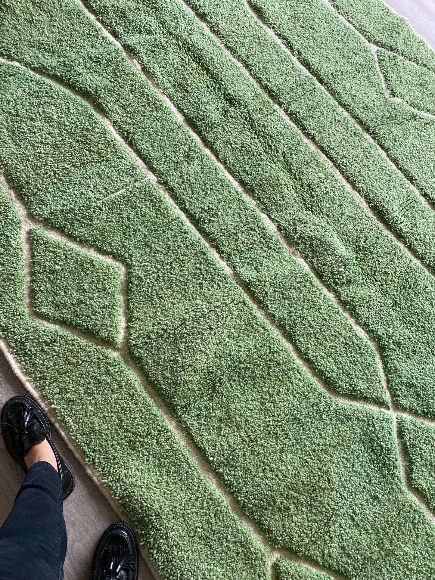 Beni Ouarain Moroccan Green Rug (336) 296x196cm - Matcha