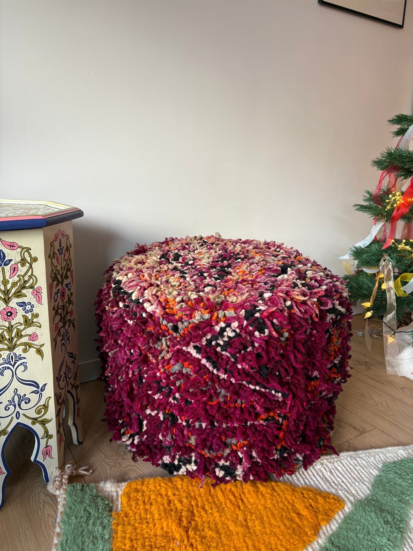 Purple Berber Pouf - Tree of Colors