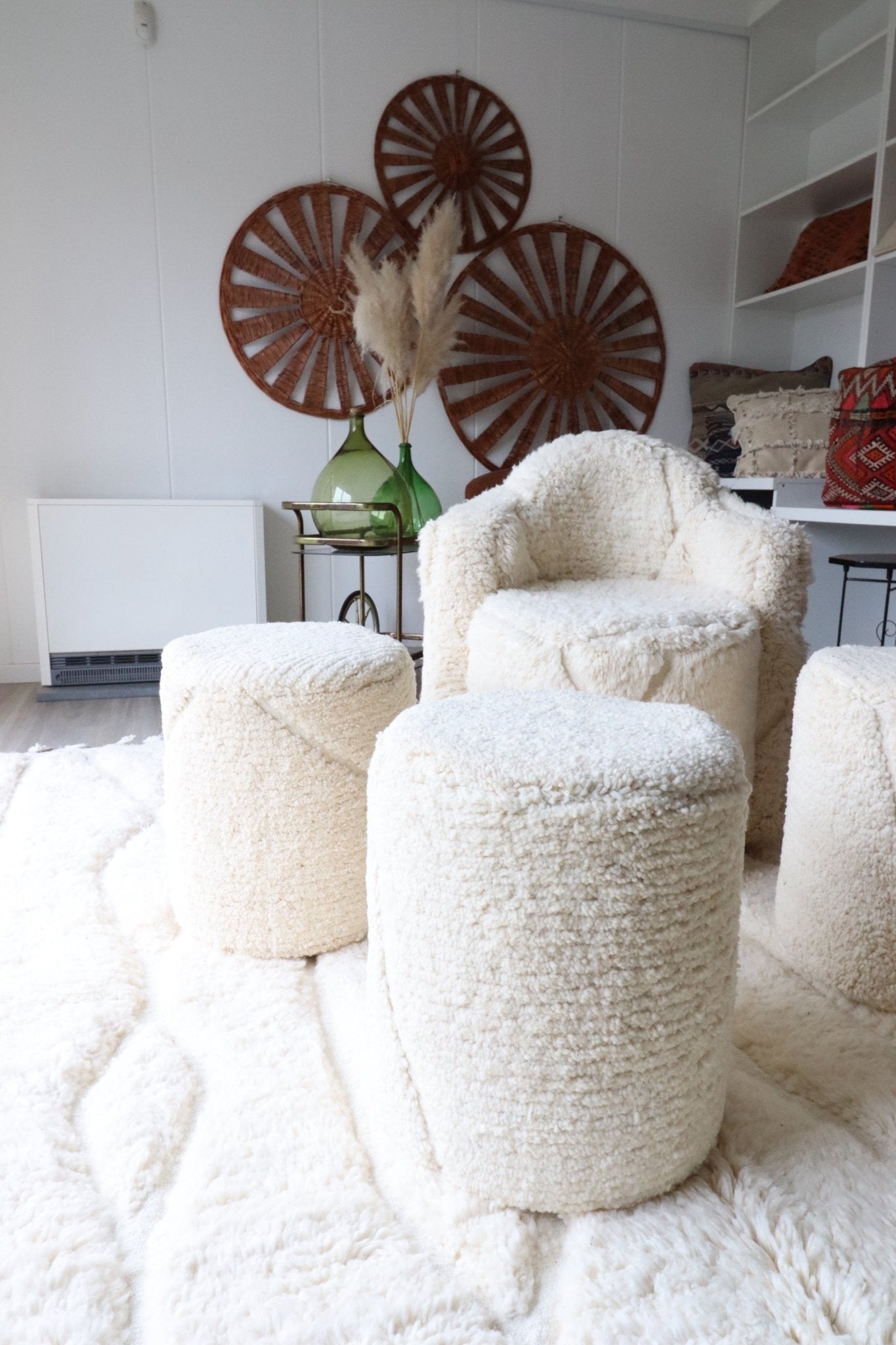 White Berber Pouf (5) - Tree of Colors