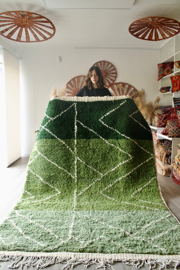 アクセサリー Russet Burbank Burger Rug (Green) Moroccan Berber rug - Natural wool and handcrafted | Tree of Colors