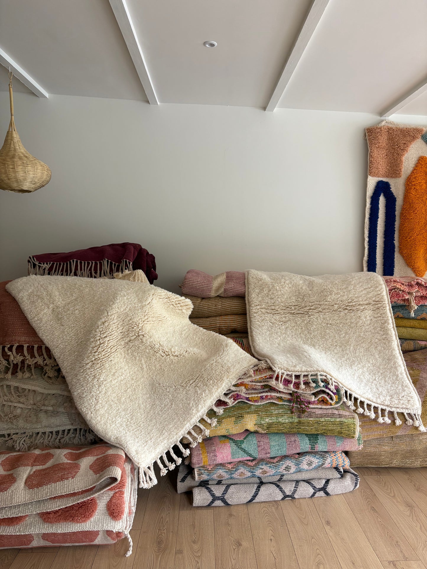 Set of 2 Beni Ouarain Moroccan White Rug - 150x105cm