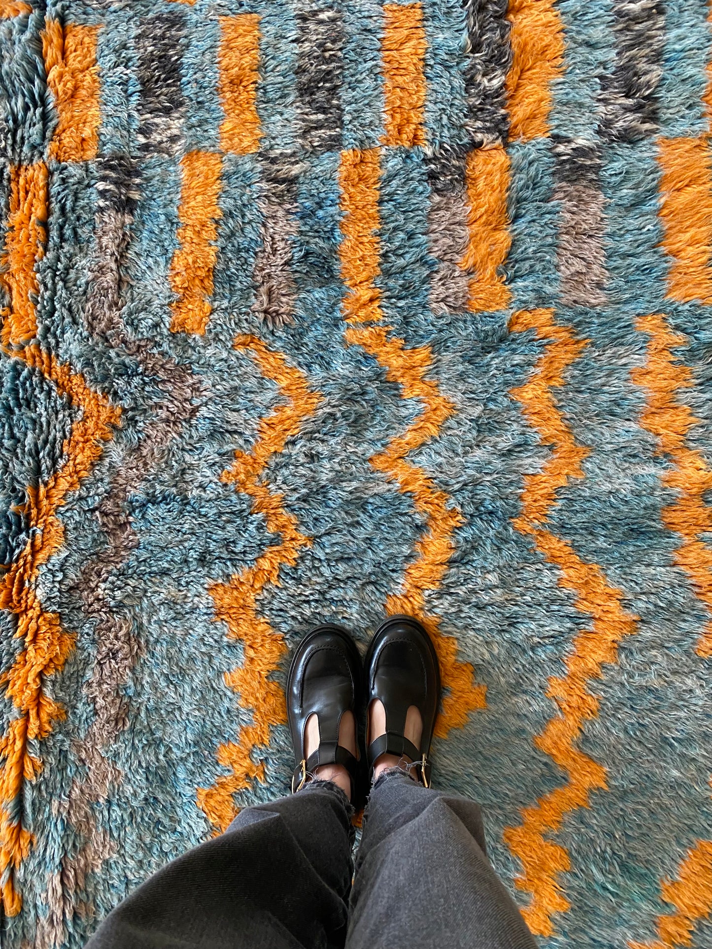 Beni Ouarain Moroccan Colorful Rug (931) 290x206cm - Deep in the ocean