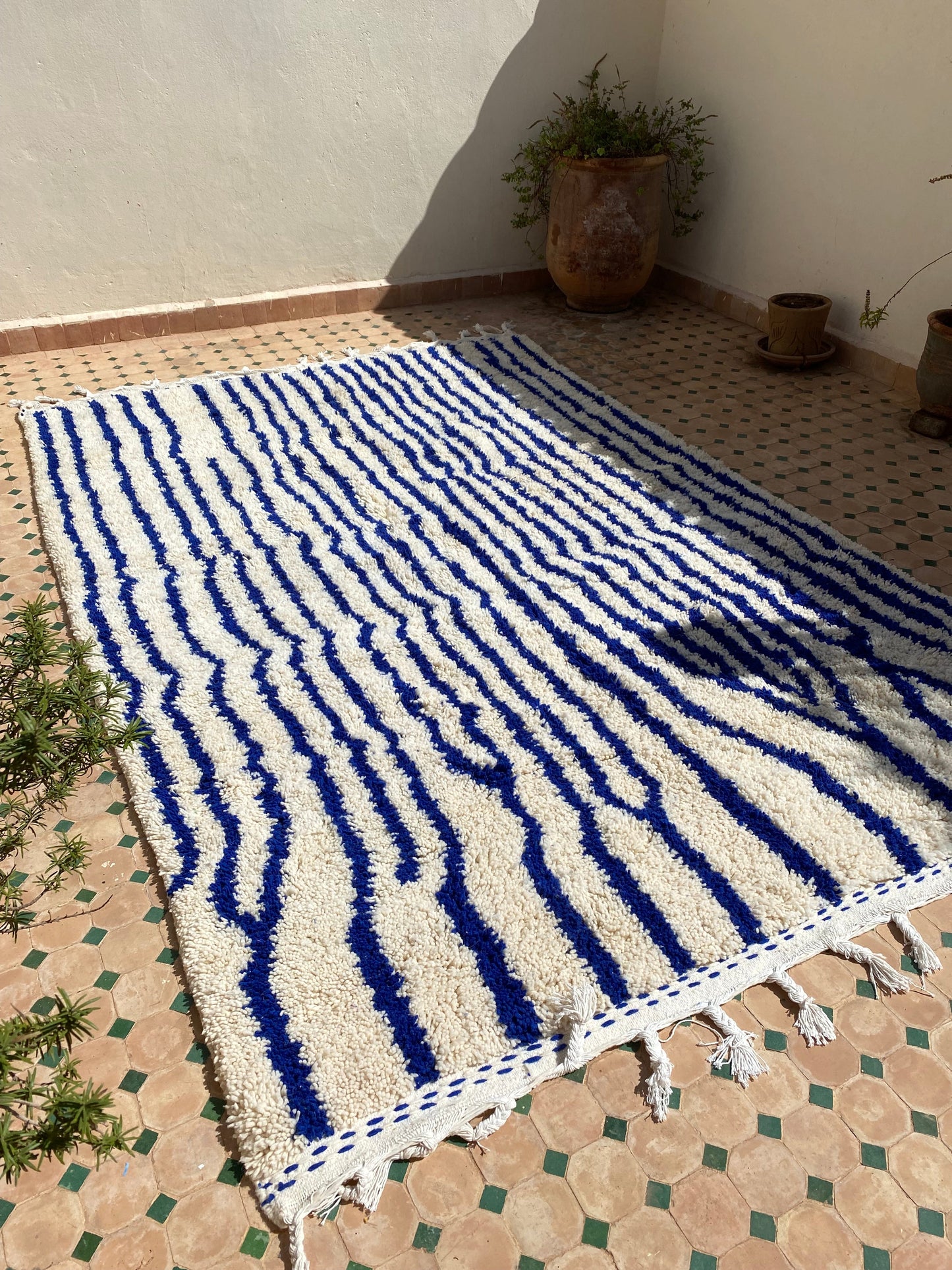 White and Blue Berber Wool Rug made to order (8) - DEPOSIT