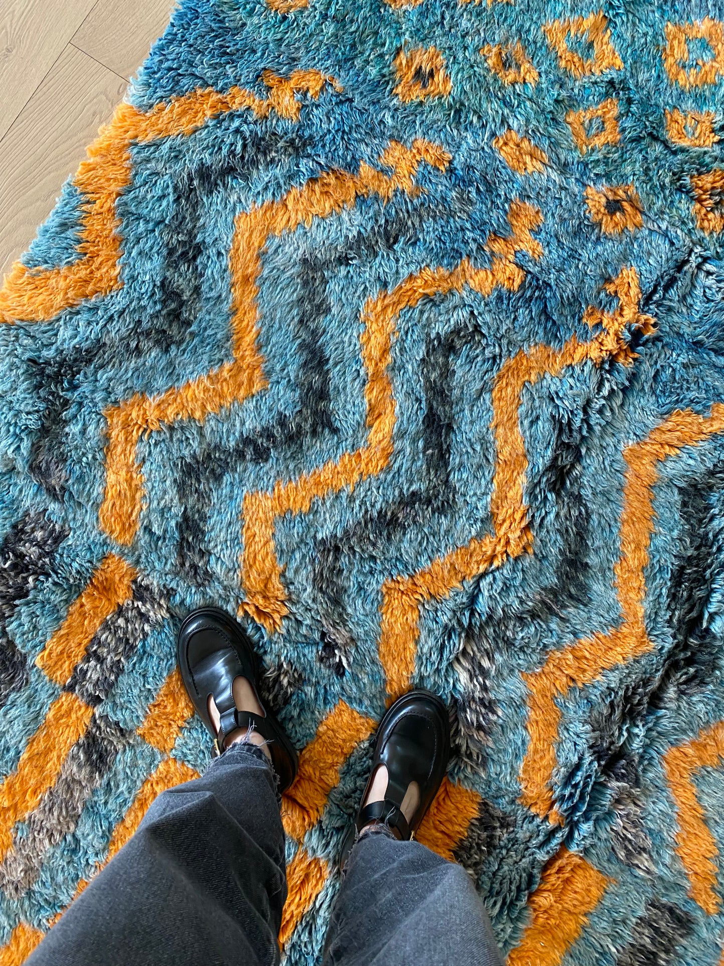 Beni Ouarain Moroccan Colorful Rug (931) 290x206cm - Deep in the ocean