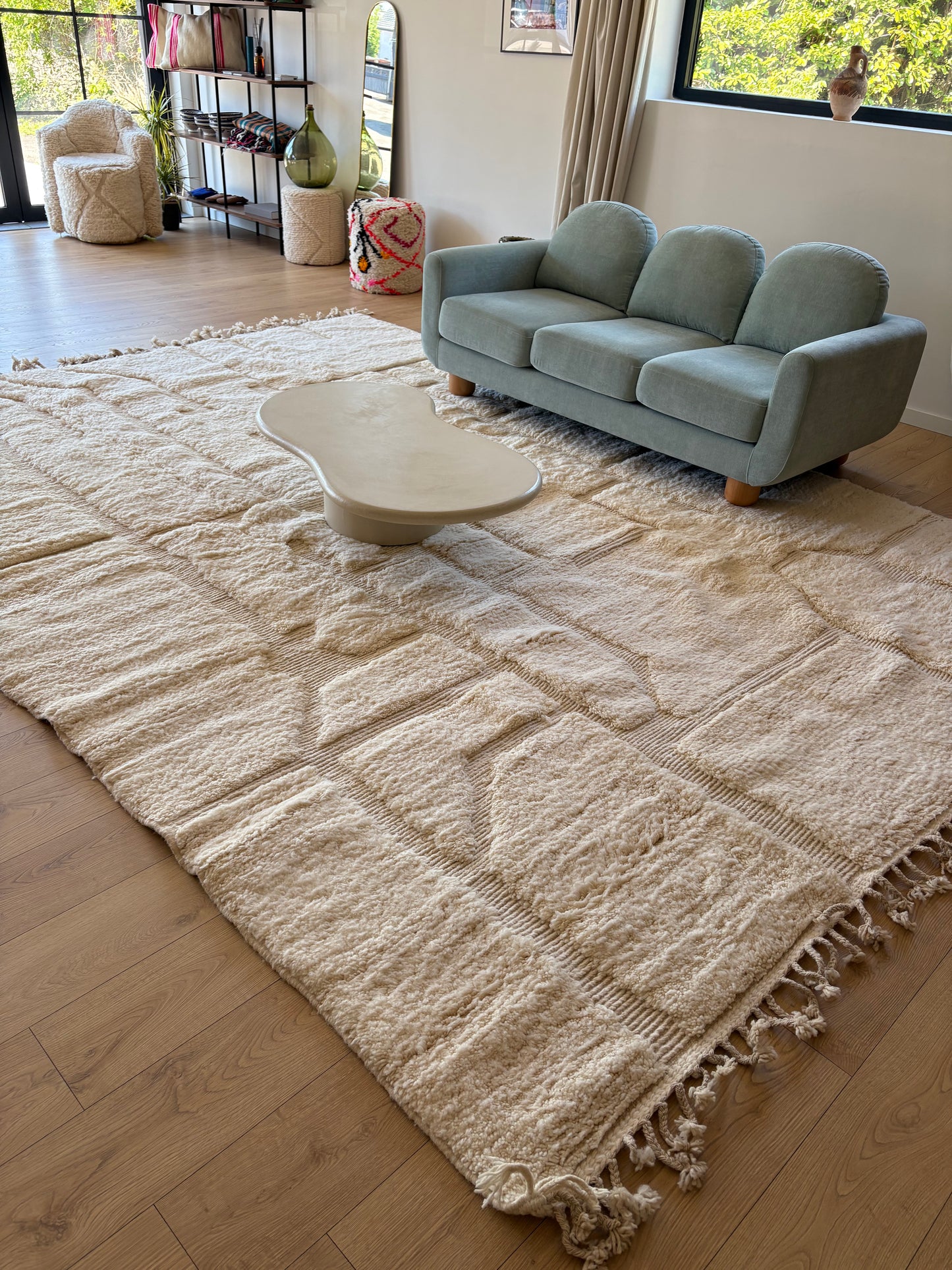 Beni Ouarain Moroccan White Rug (812) 394x290cm - Lapland