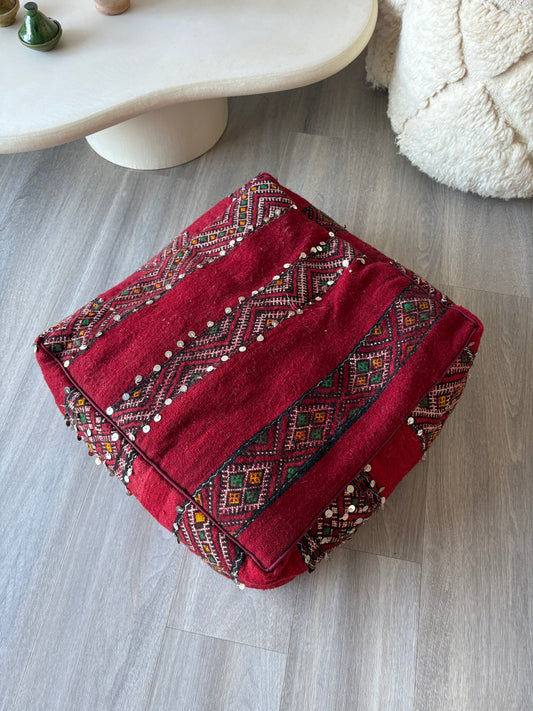 Red Kilim Pouf