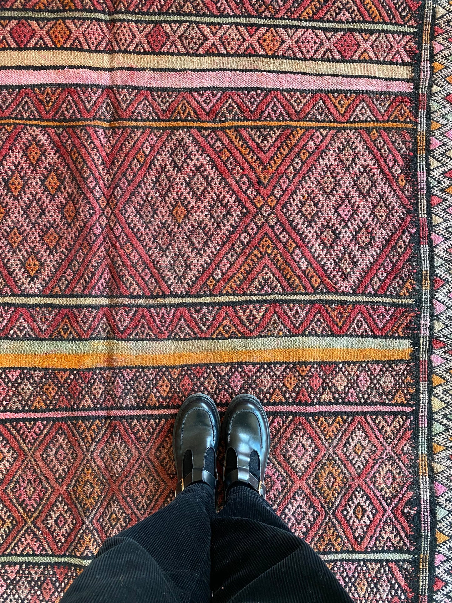 Tapis Kilim marocain ancien (843) 393x168cm