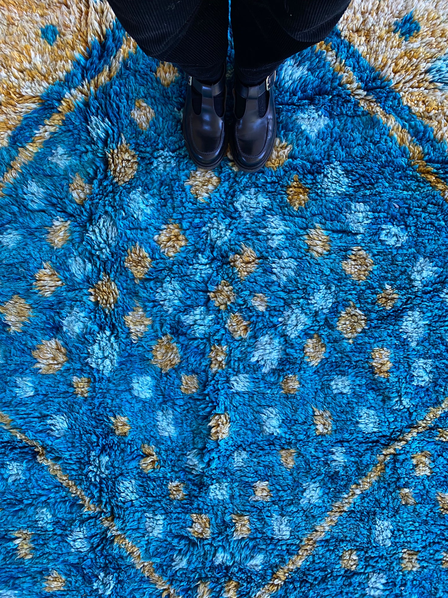 Beni Ouarain Moroccan Colorful Rug (872) 286x177cm - Deep Blue Sea