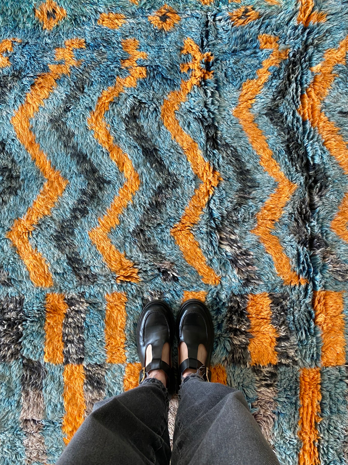 Beni Ouarain Moroccan Colorful Rug (931) 290x206cm - Deep in the ocean