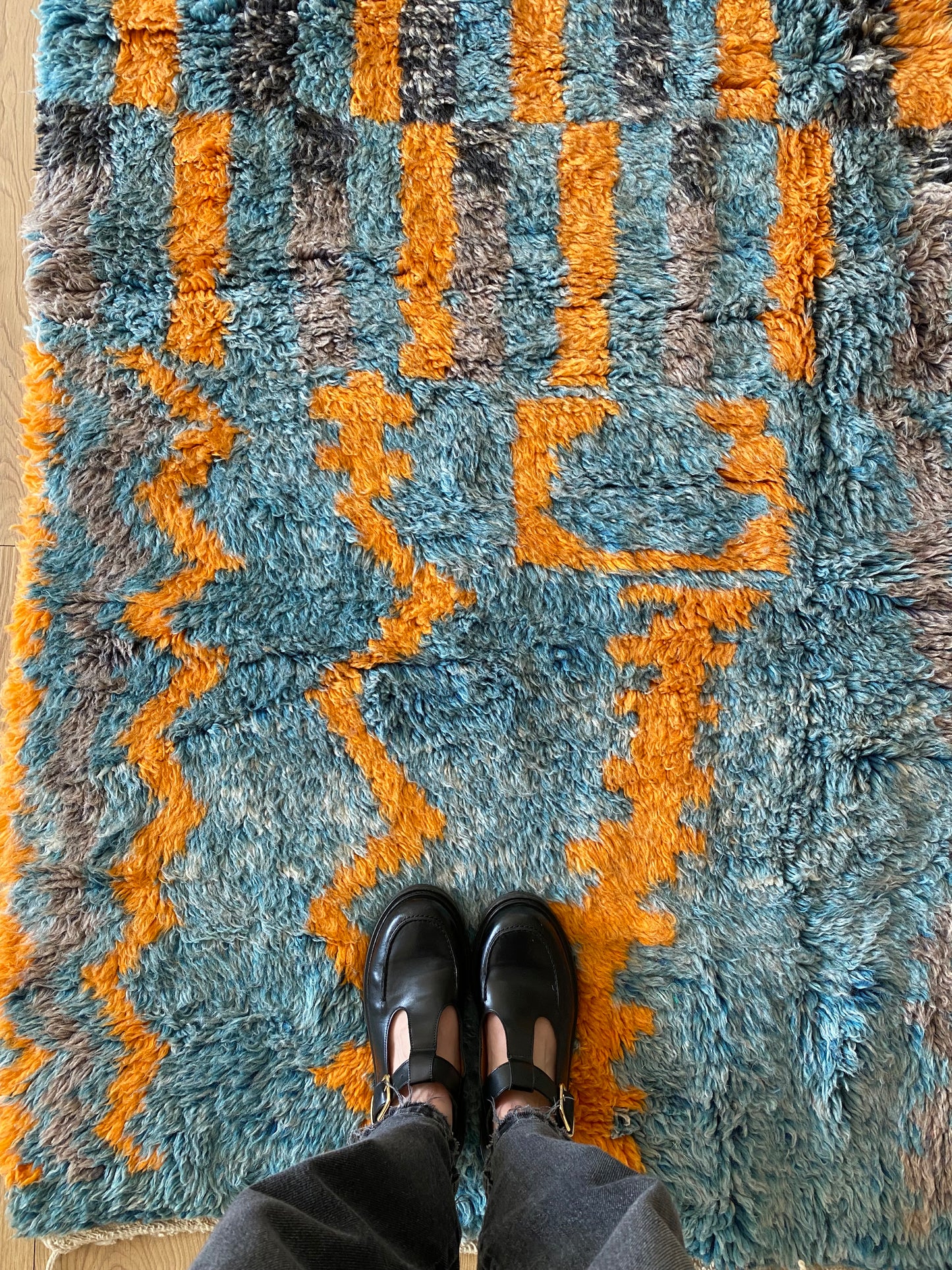 Beni Ouarain Moroccan Colorful Rug (931) 290x206cm - Deep in the ocean