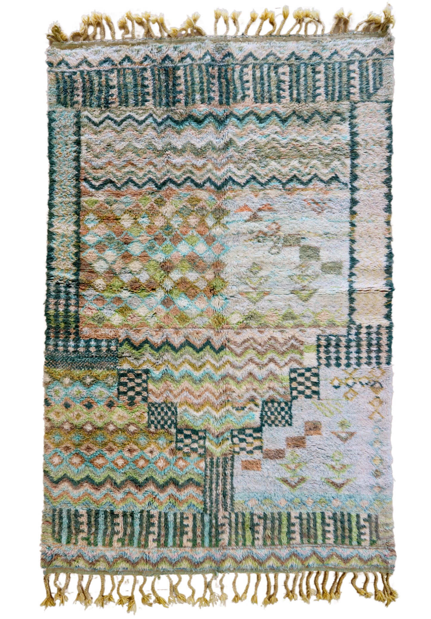 Beni Ouarain Marokkaans kleurrijk vloerkleed (907) 300x193cm - Moss