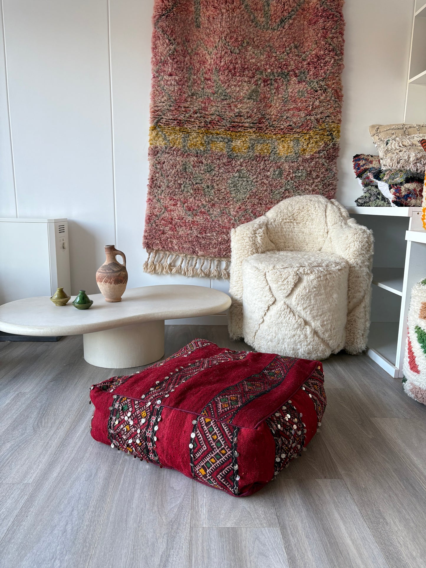 Red Kilim Pouf