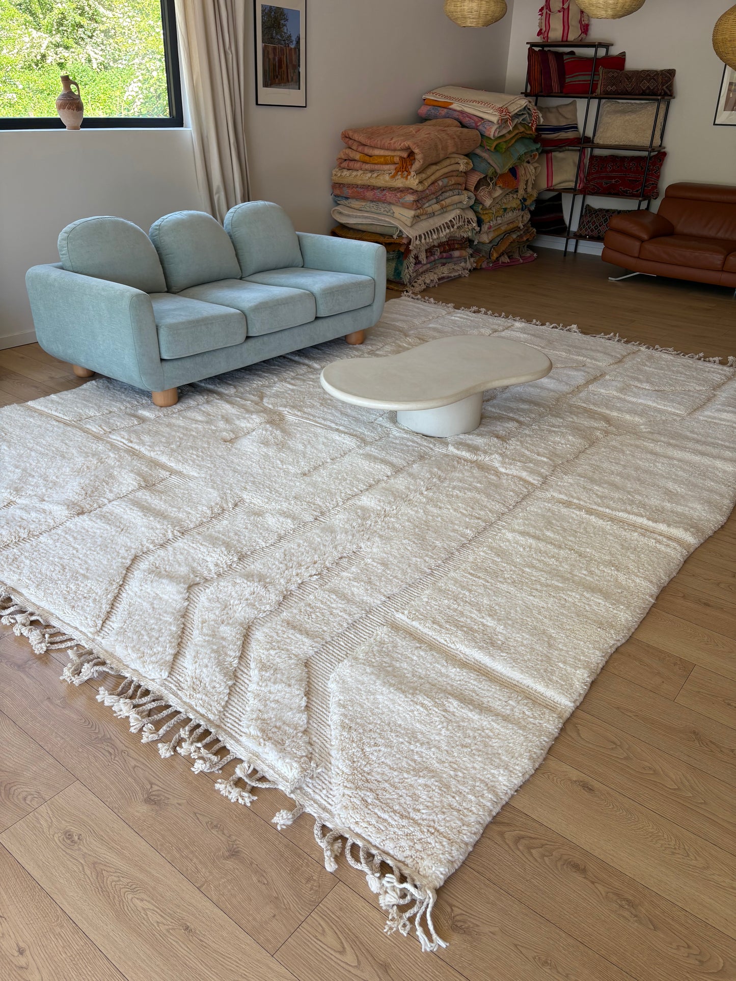 Beni Ouarain Moroccan White Rug (812) 394x290cm - Lapland