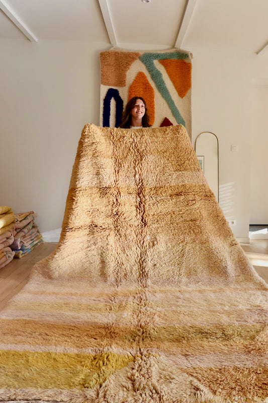 Tapis Beni Ouarain coloré (949) 292x210cm - Apricot Sorbet