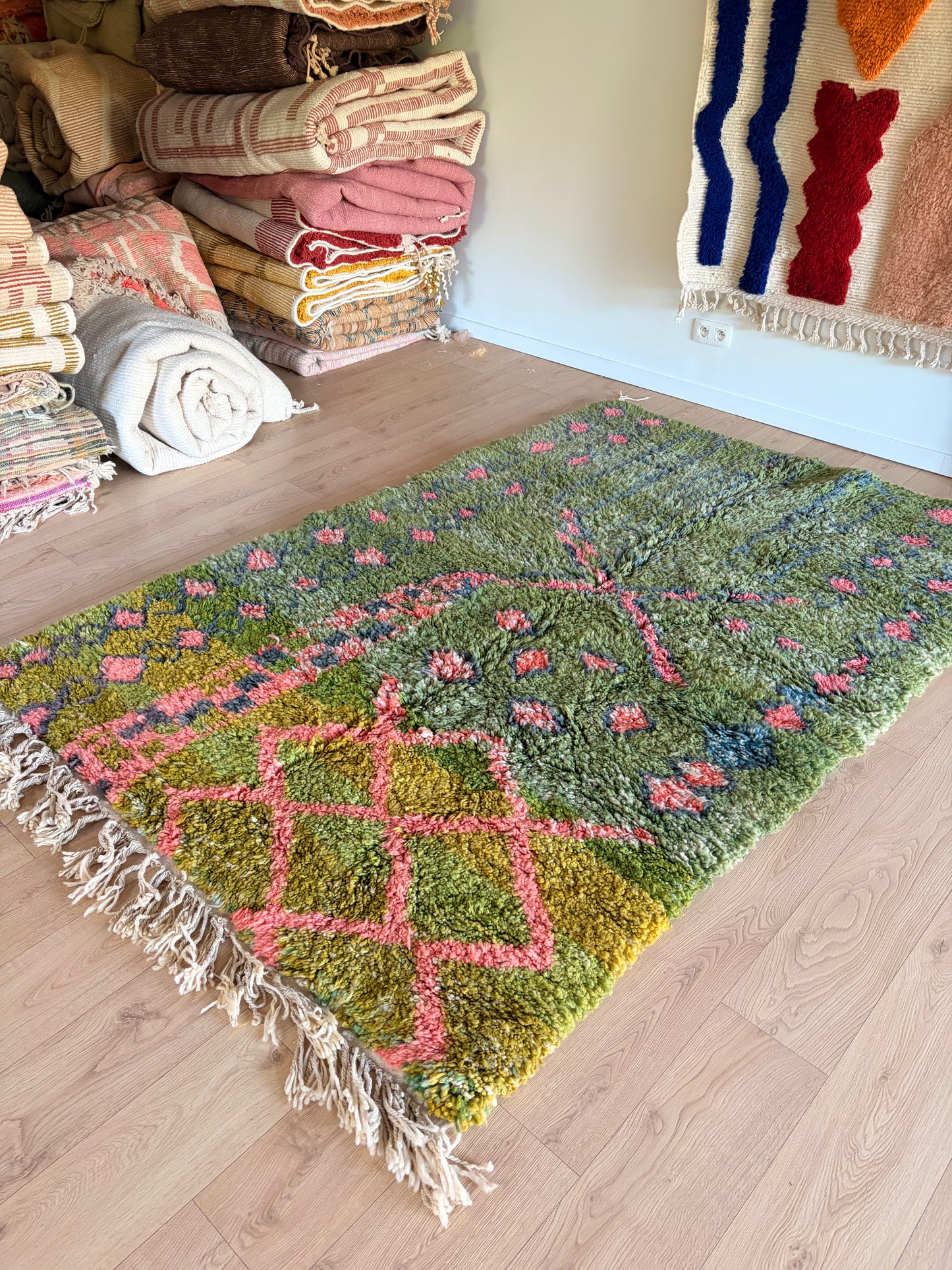 Beni Ouarain Moroccan Colorful Rug (1258) 246x166cm - Spring Court