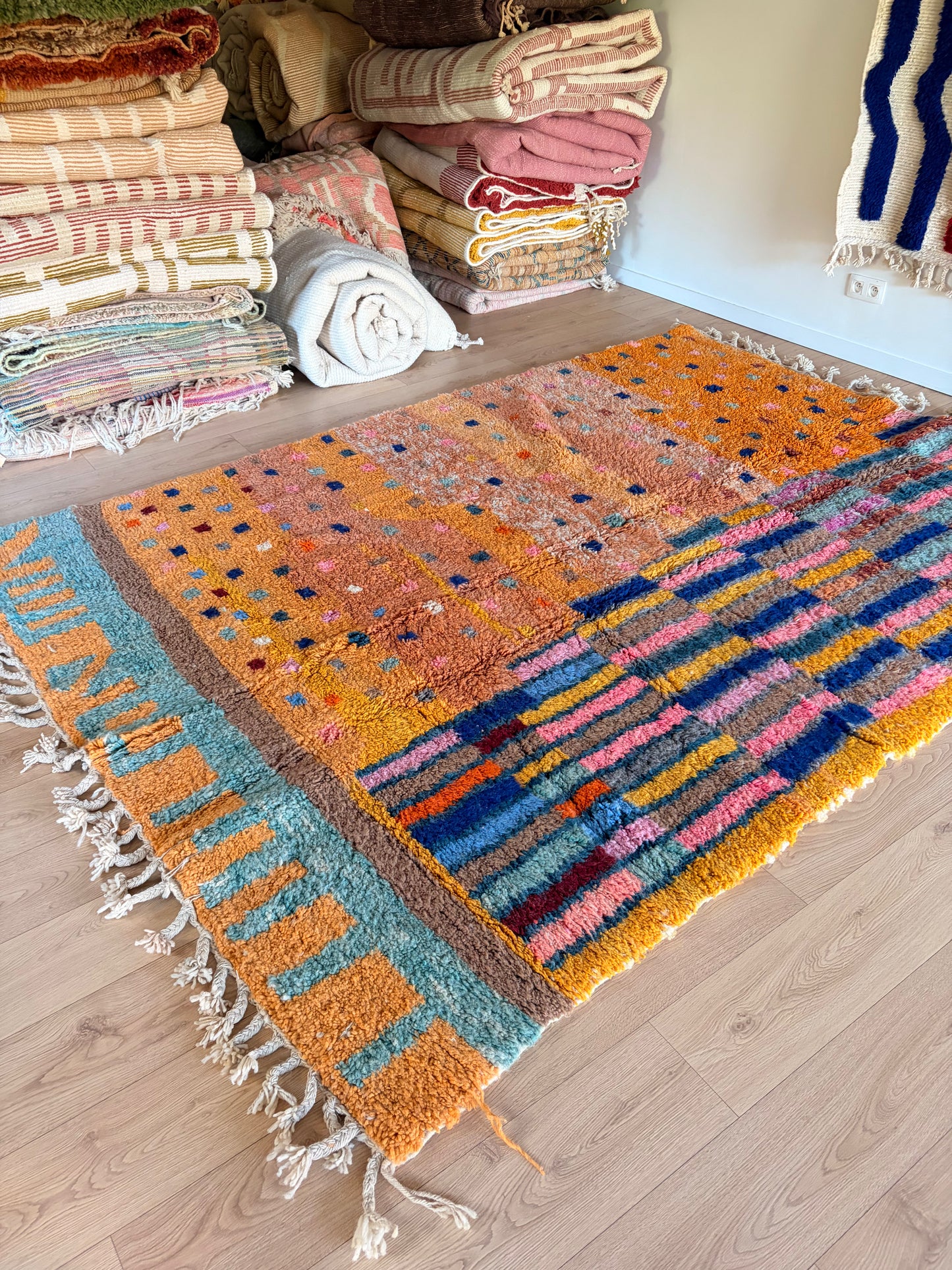 Beni Ouarain Moroccan Colorful Rug (1295) 294x213cm - Fireworks