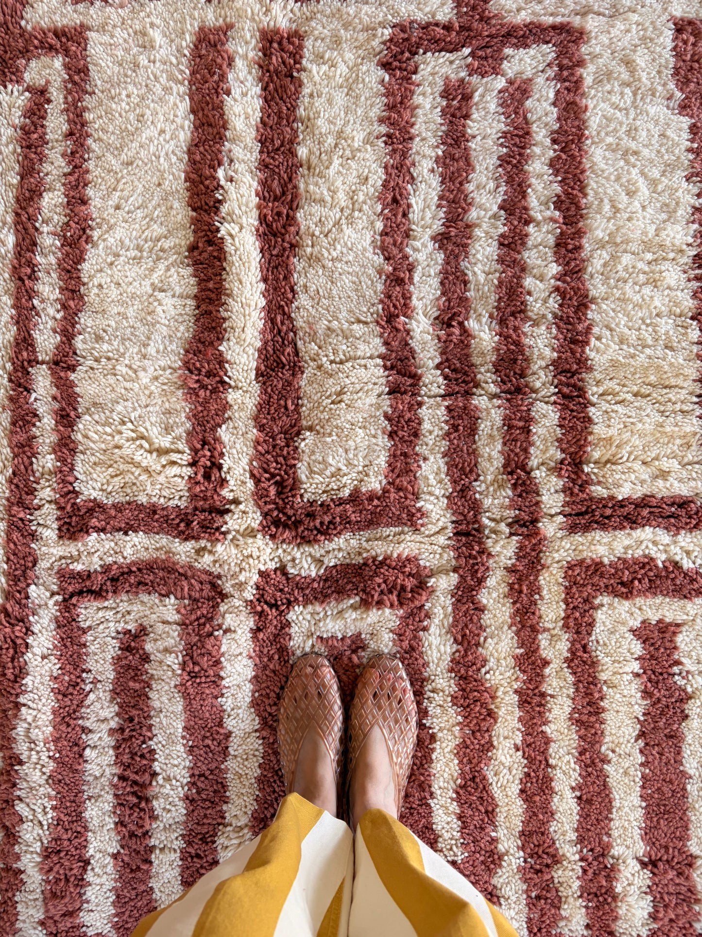 Beni Ouarain Moroccan Colorful Rug (1305) 363x234cm - Red Wine
