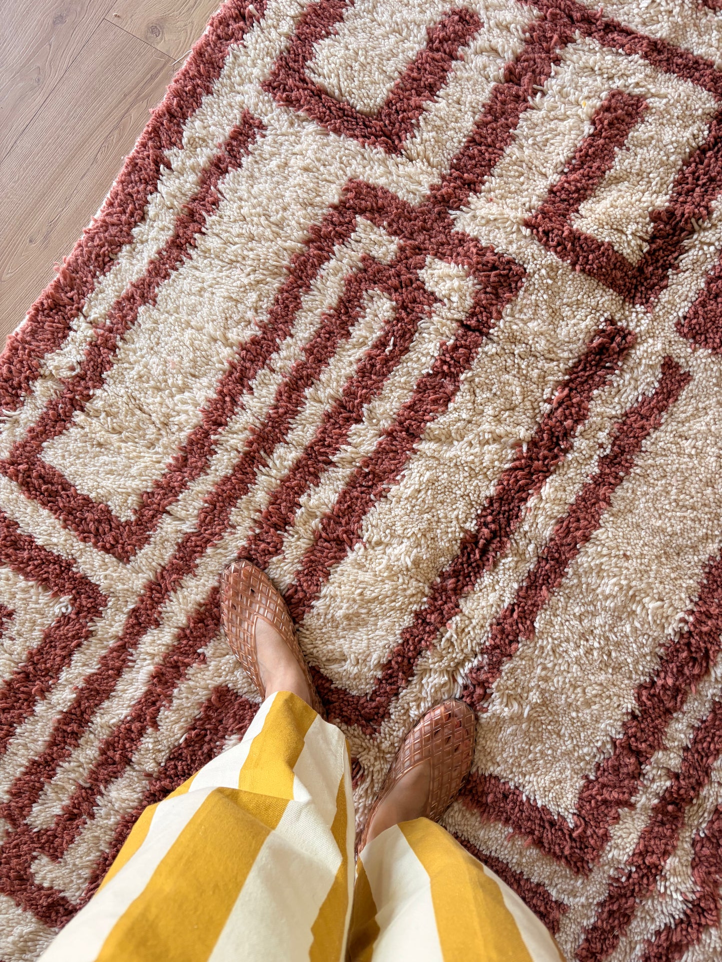 Beni Ouarain Moroccan Colorful Rug (1305) 363x234cm - Red Wine