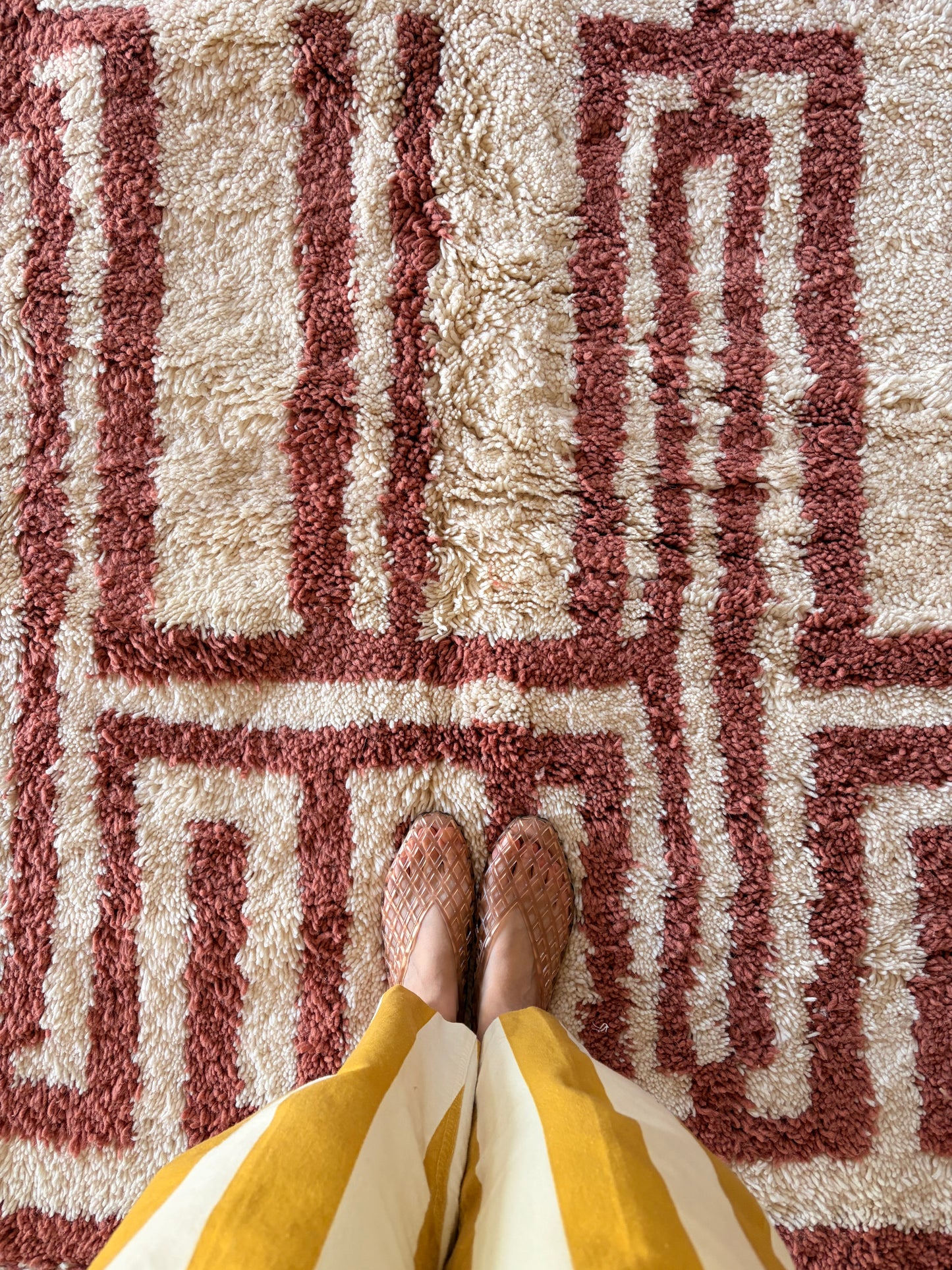 Beni Ouarain Moroccan Colorful Rug (1305) 363x234cm - Red Wine
