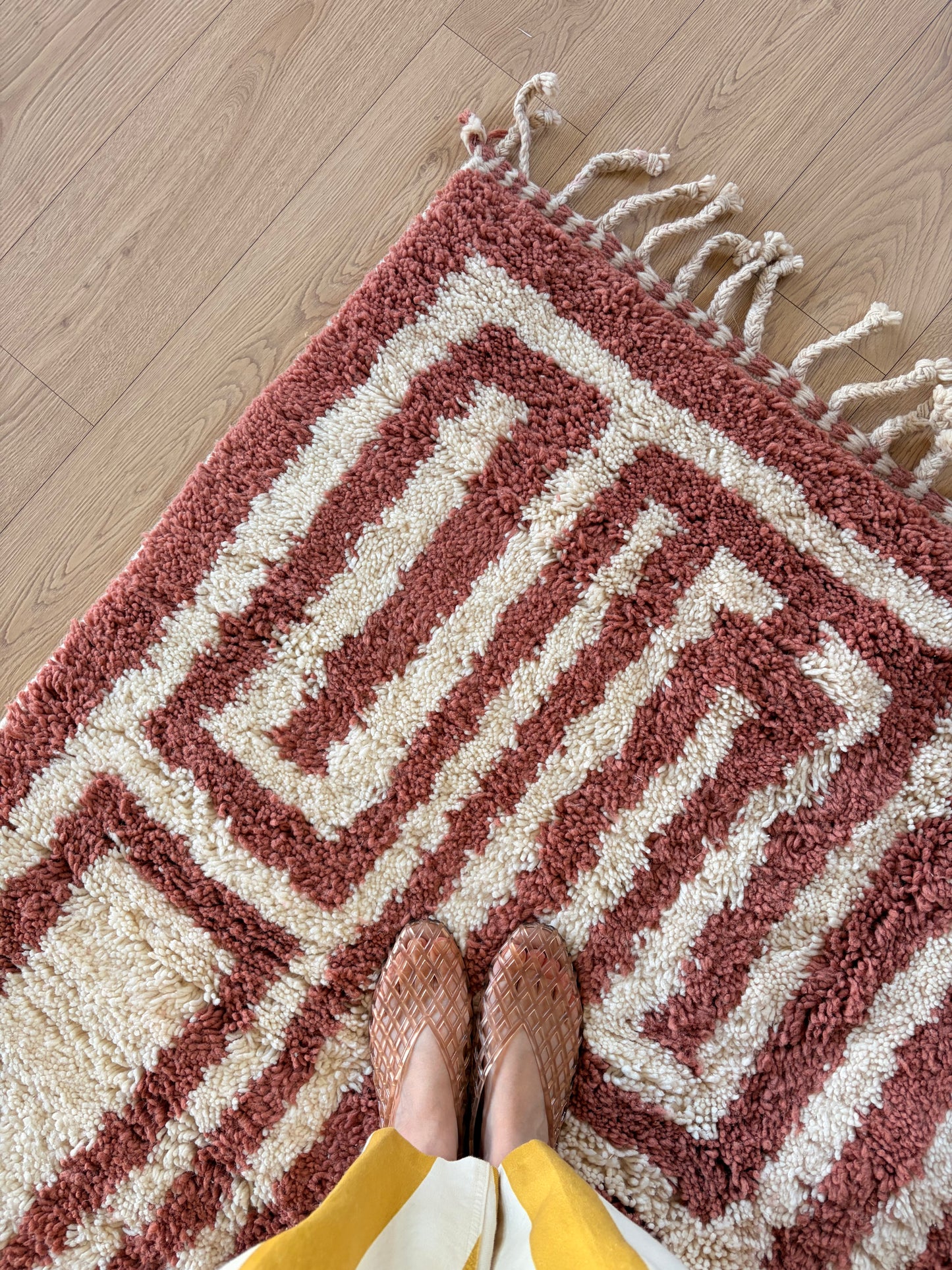 Beni Ouarain Moroccan Colorful Rug (1305) 363x234cm - Red Wine