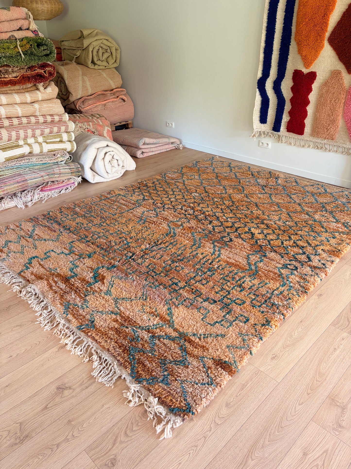 Beni Ouarain Moroccan Colorful Rug (1297) 301x219cm - On the Beach