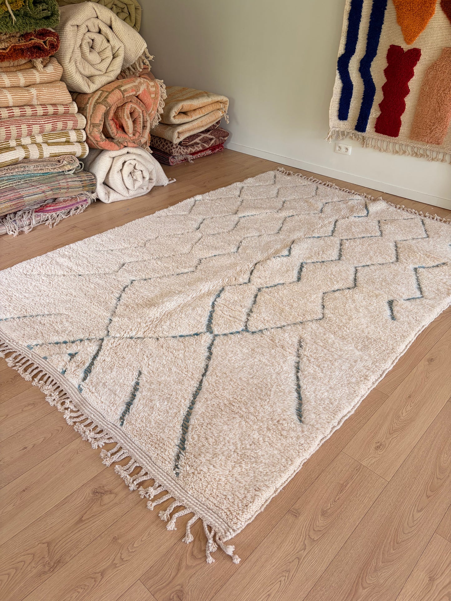 Tapis Beni Ouarain coloré (1280) 290x209cm - Ice